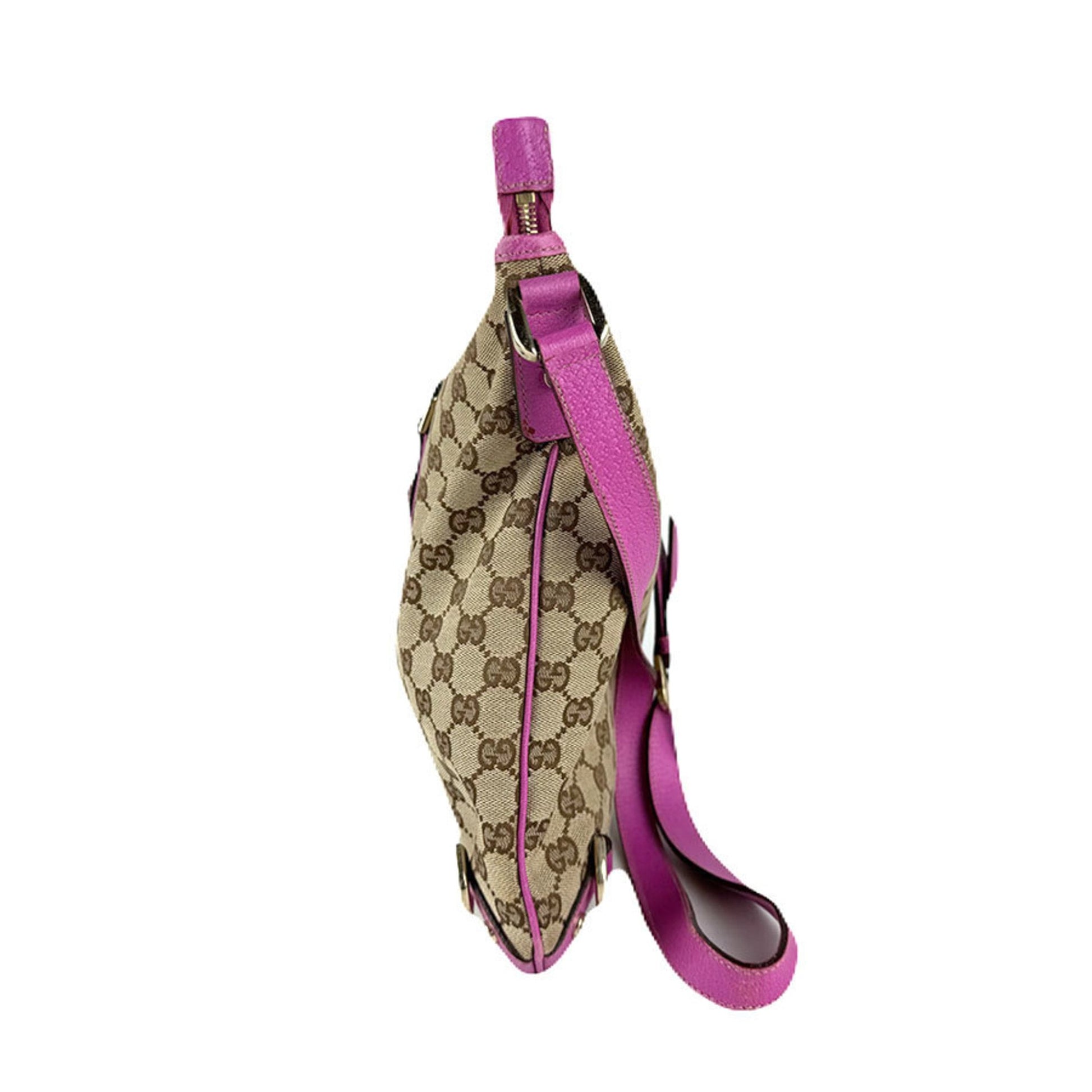 Gucci Brown Purple Gg Canvas Leather Shoulder Bag