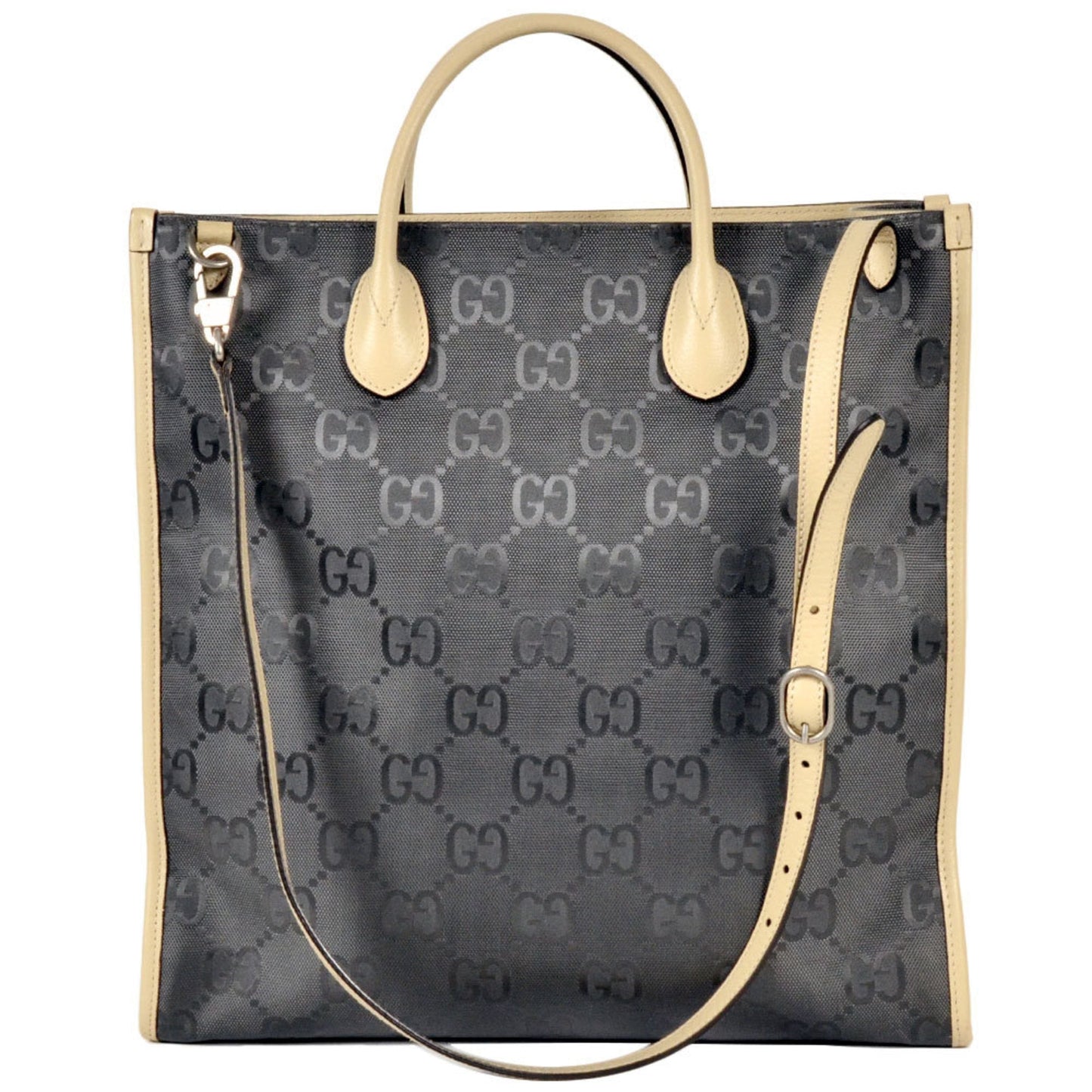 Gucci Gray Nylon Leather Tote Bag