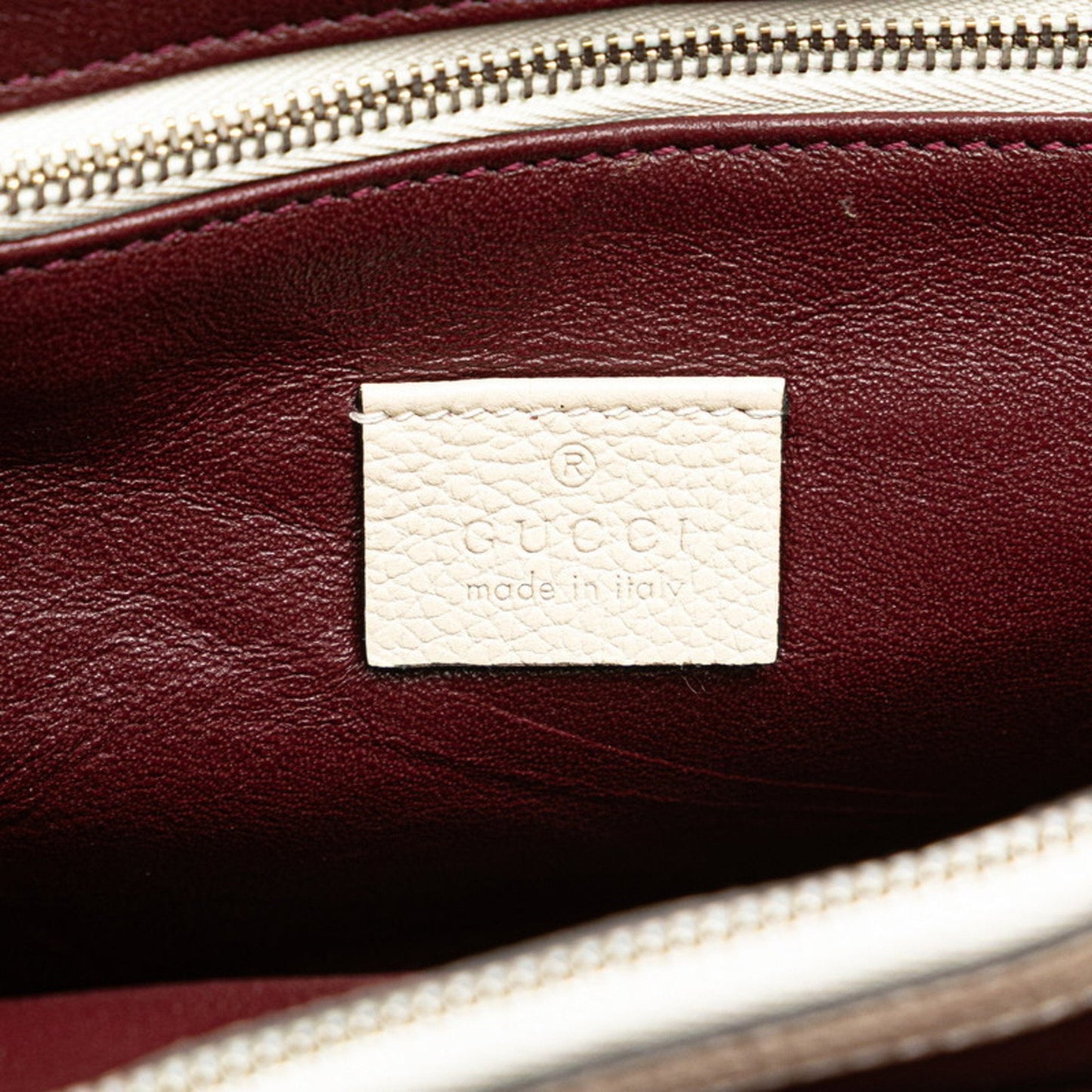 Gucci Gold Silver White Leather Handbag Shoulder Bag