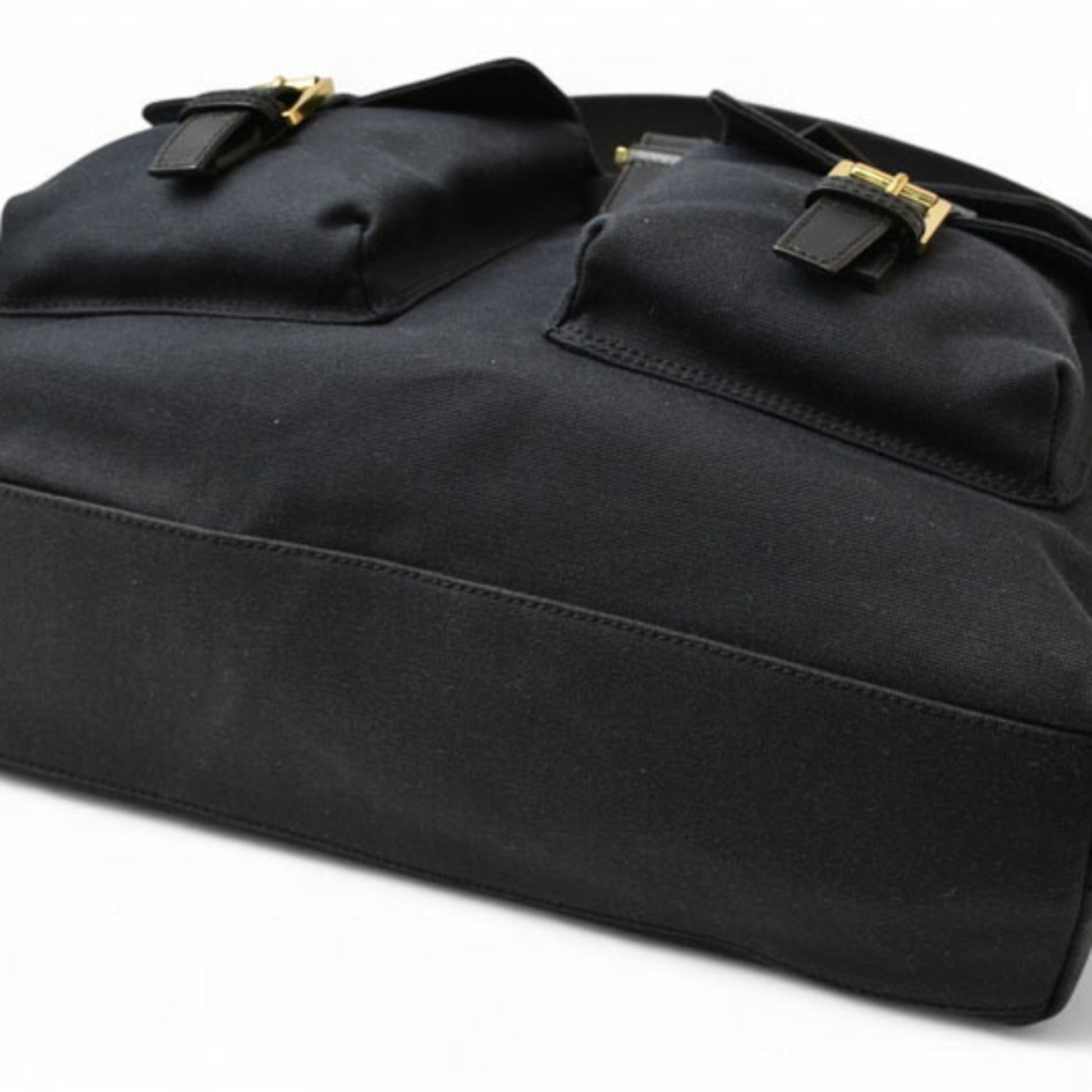 Gucci Black Cotton Canvas Shoulder Bag Sling Bag