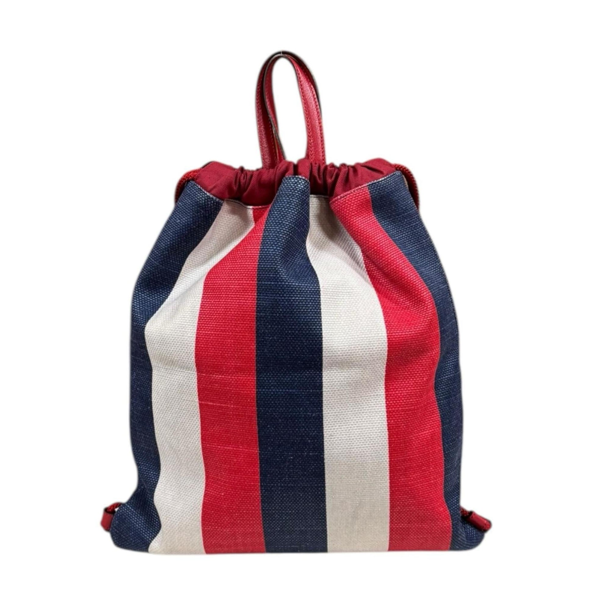 Gucci Blue Red Color White Canvas Leather Backpack
