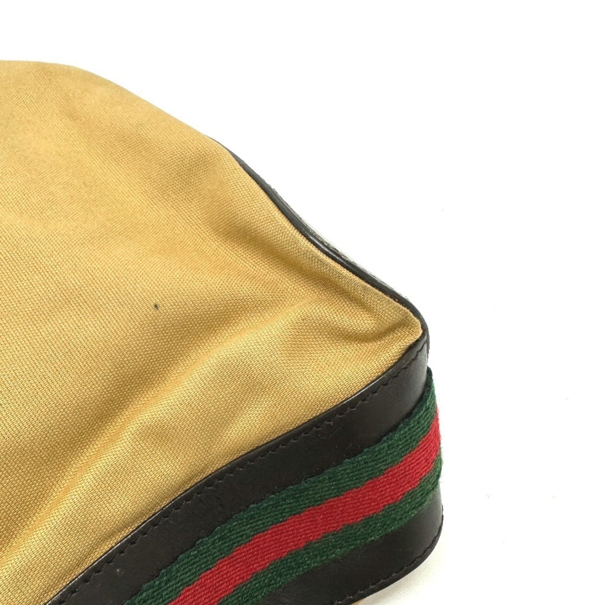 Gucci Beige Leather Canvas Shoulder Bag