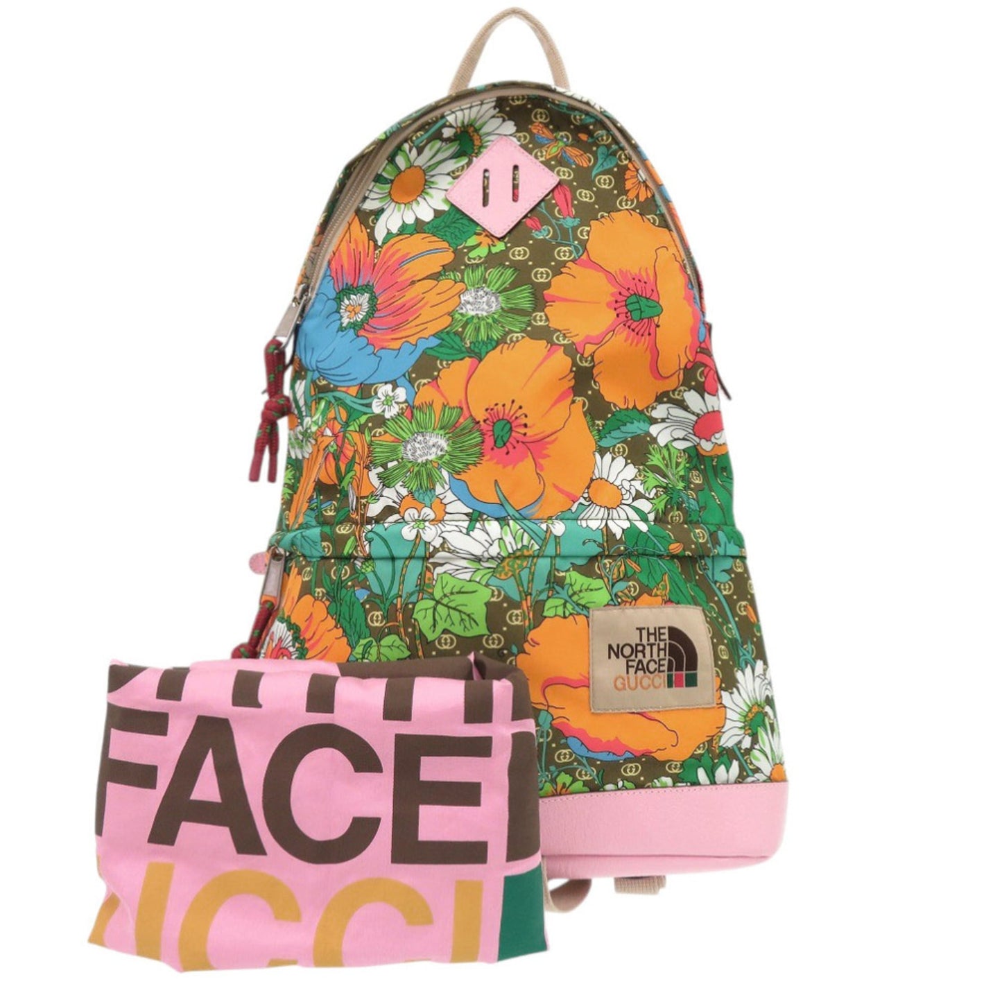 Gucci Multi-Color Pink Nylon Leather Backpack