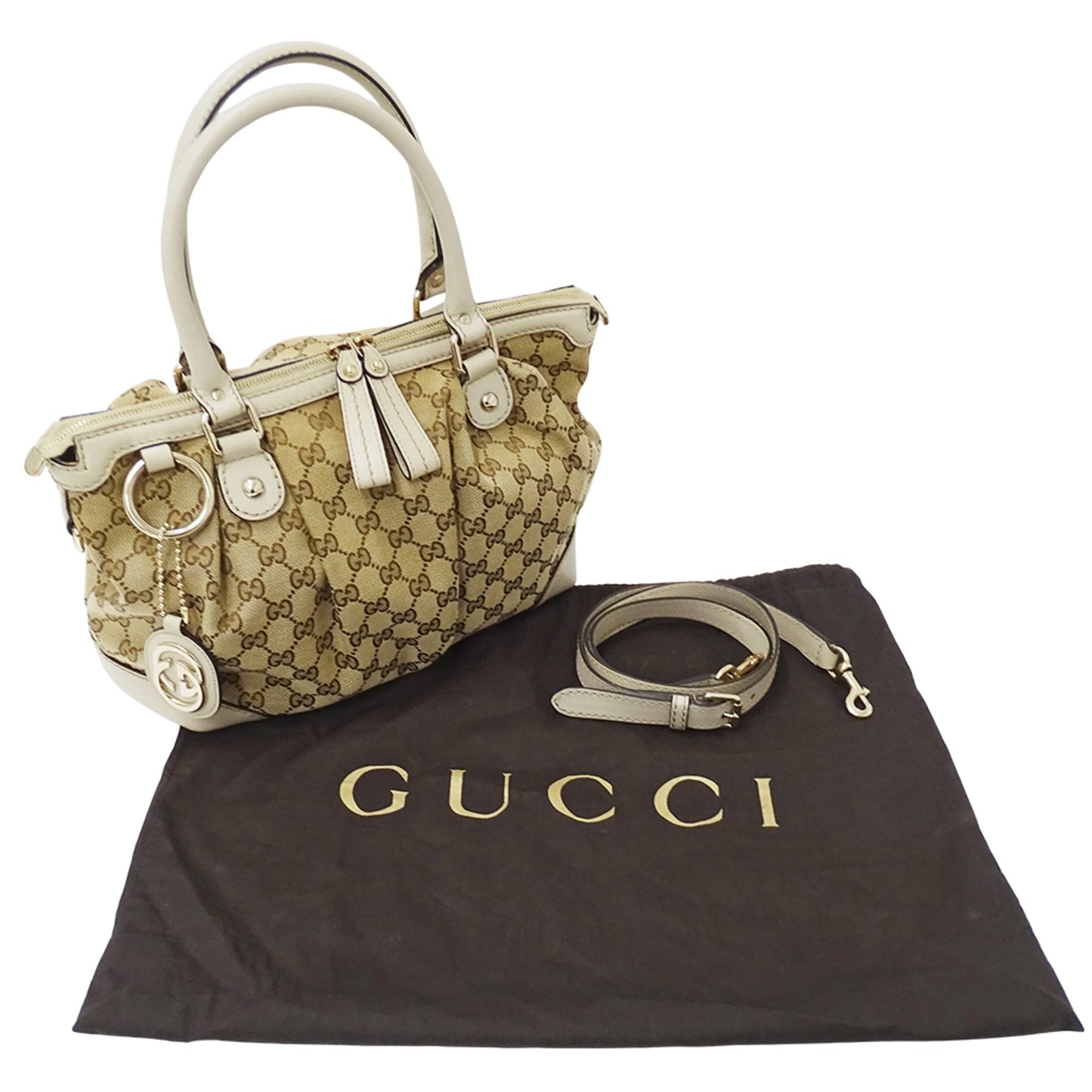Gucci Gg Canvas Beige Brown Gg Canvas Handbag Shoulder Bag