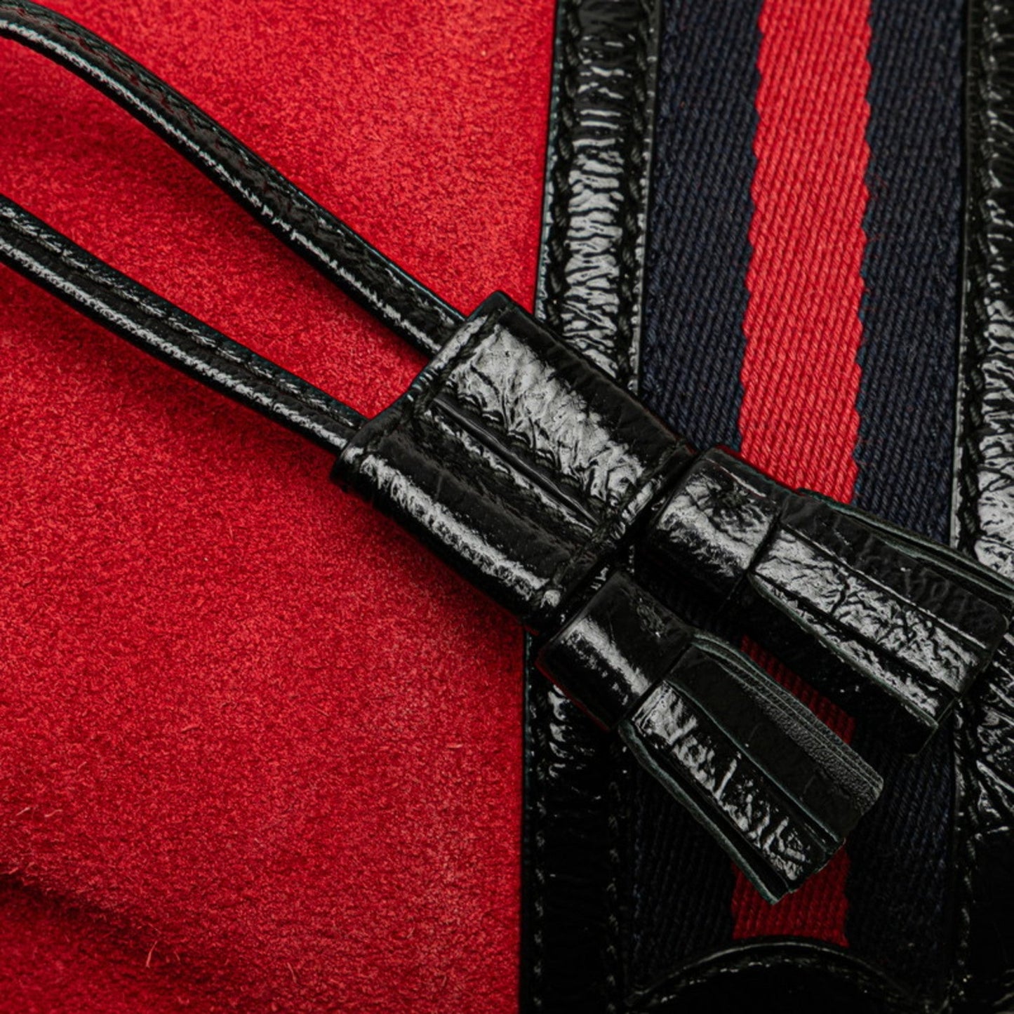 Gucci Black Red Color Suede Leather Shoulder Bag