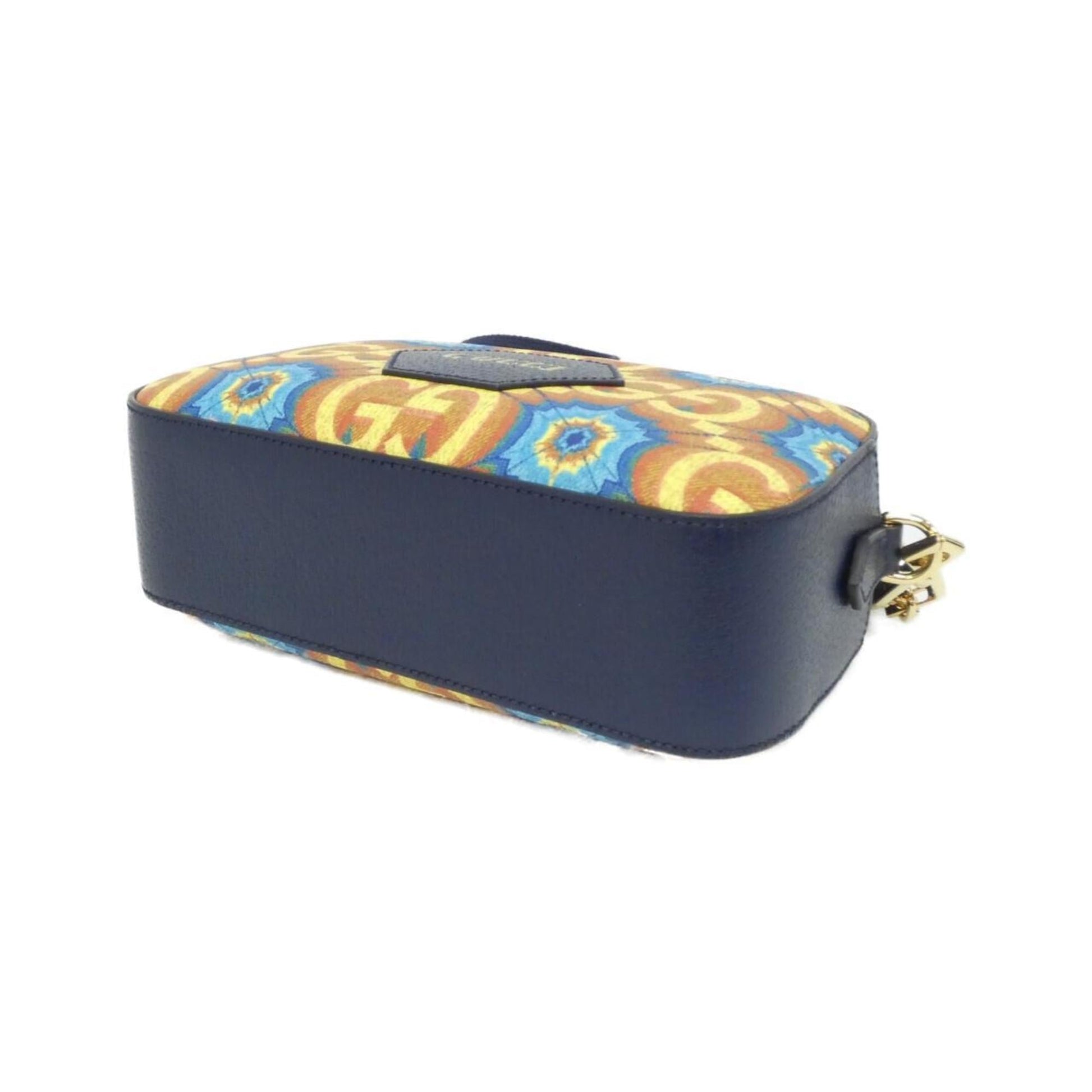 Gucci Blue Orange Coated Canvas Shoulder Bag