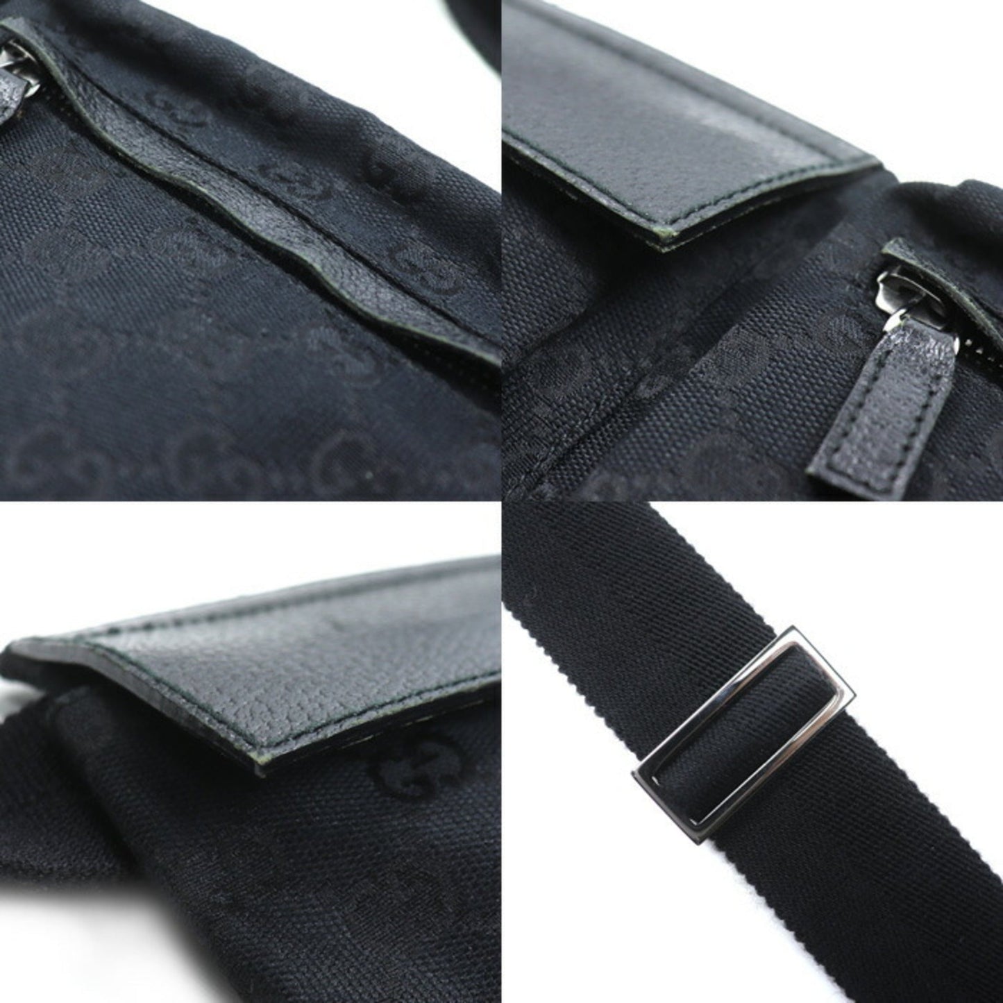 Gucci Black Gg Canvas Fanny Pack