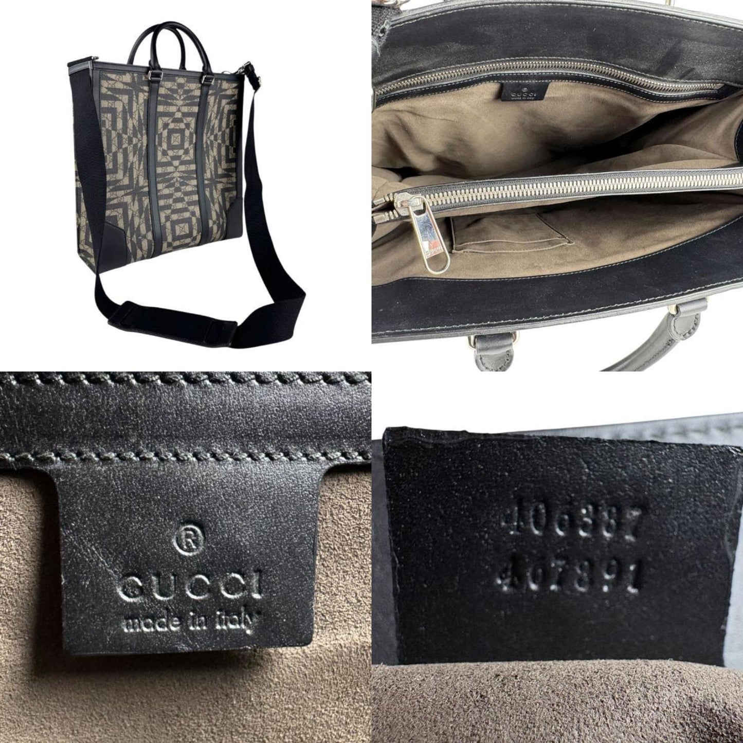 Gucci Beige Black Gg Supreme Canvas Handbag Shoulder Bag