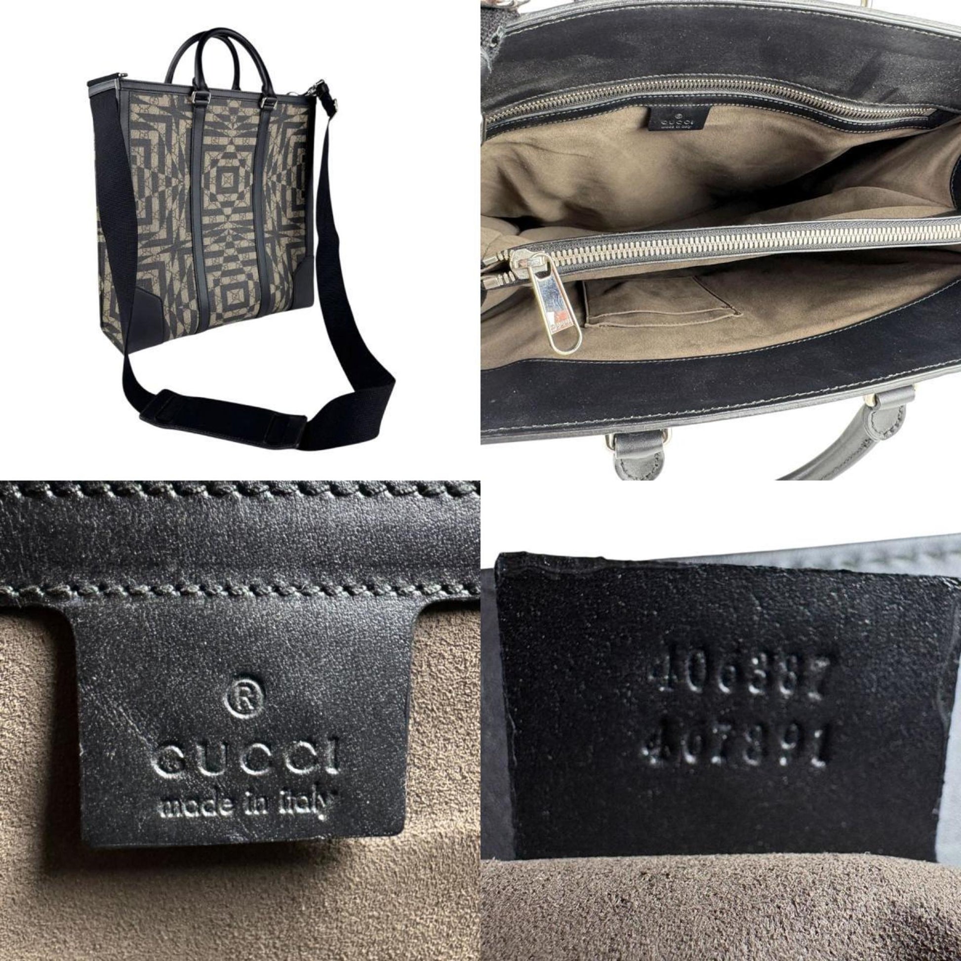 Gucci Beige Black Gg Supreme Canvas Handbag Shoulder Bag