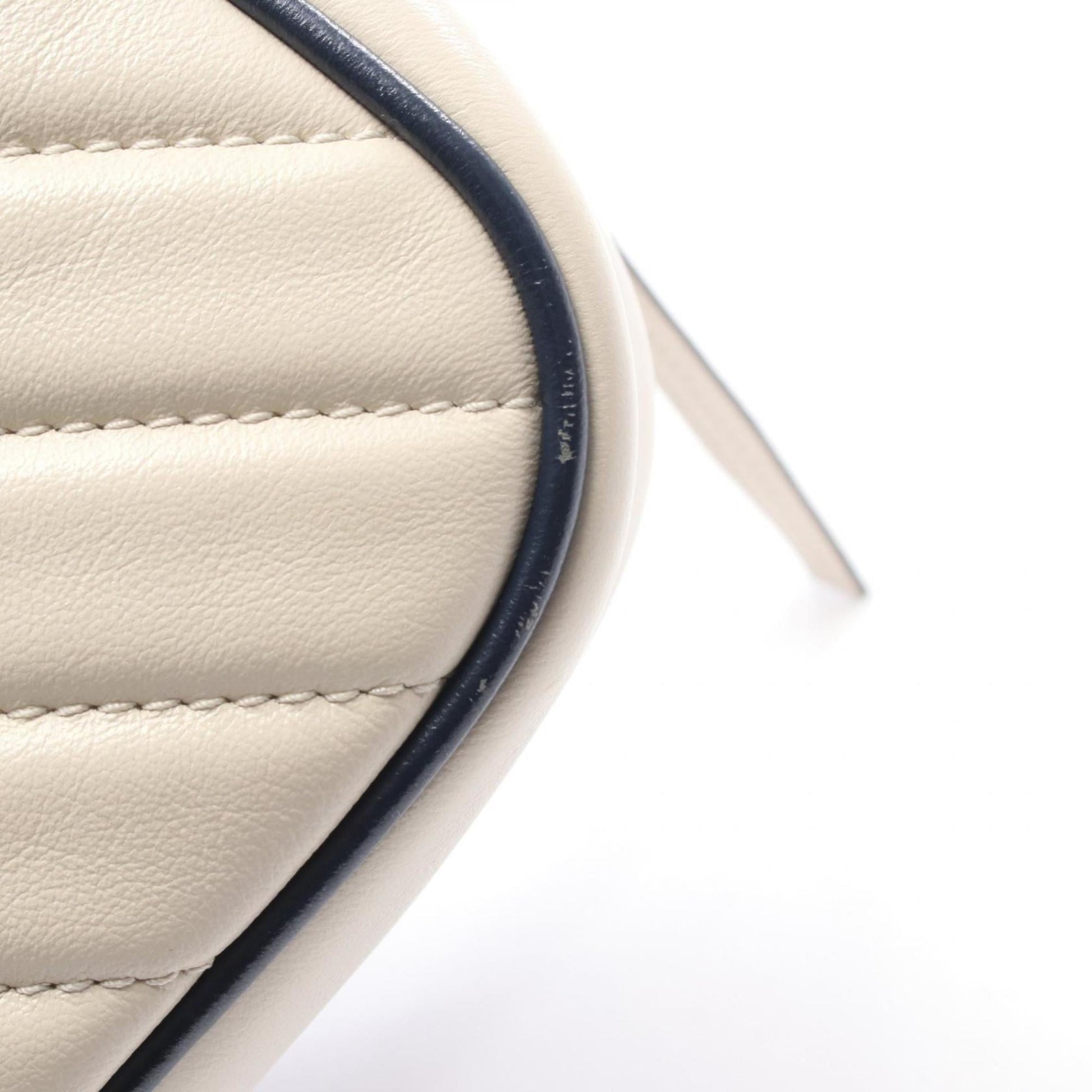 Gucci Navy White Leather Shoulder Bag