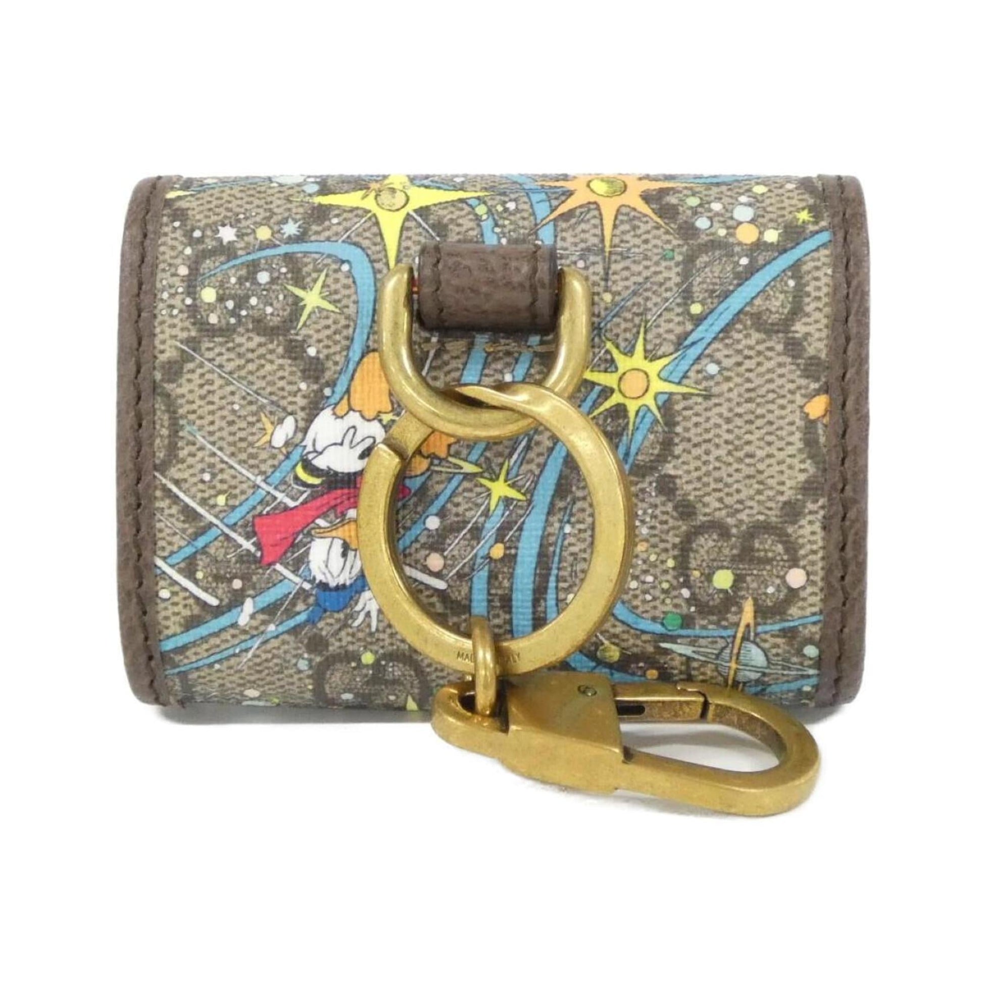 Gucci Brown Gg Supreme Canvas Leather Pouch