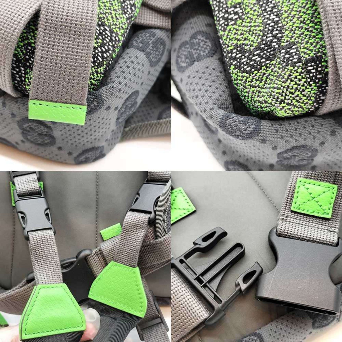Gucci Gray Green Red Color Nylon Backpack Fanny Pack
