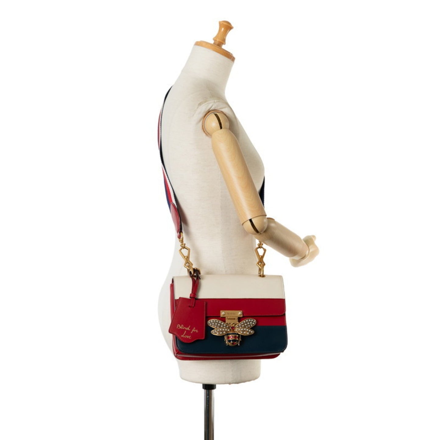 Gucci Navy Red Color White Leather Shoulder Bag