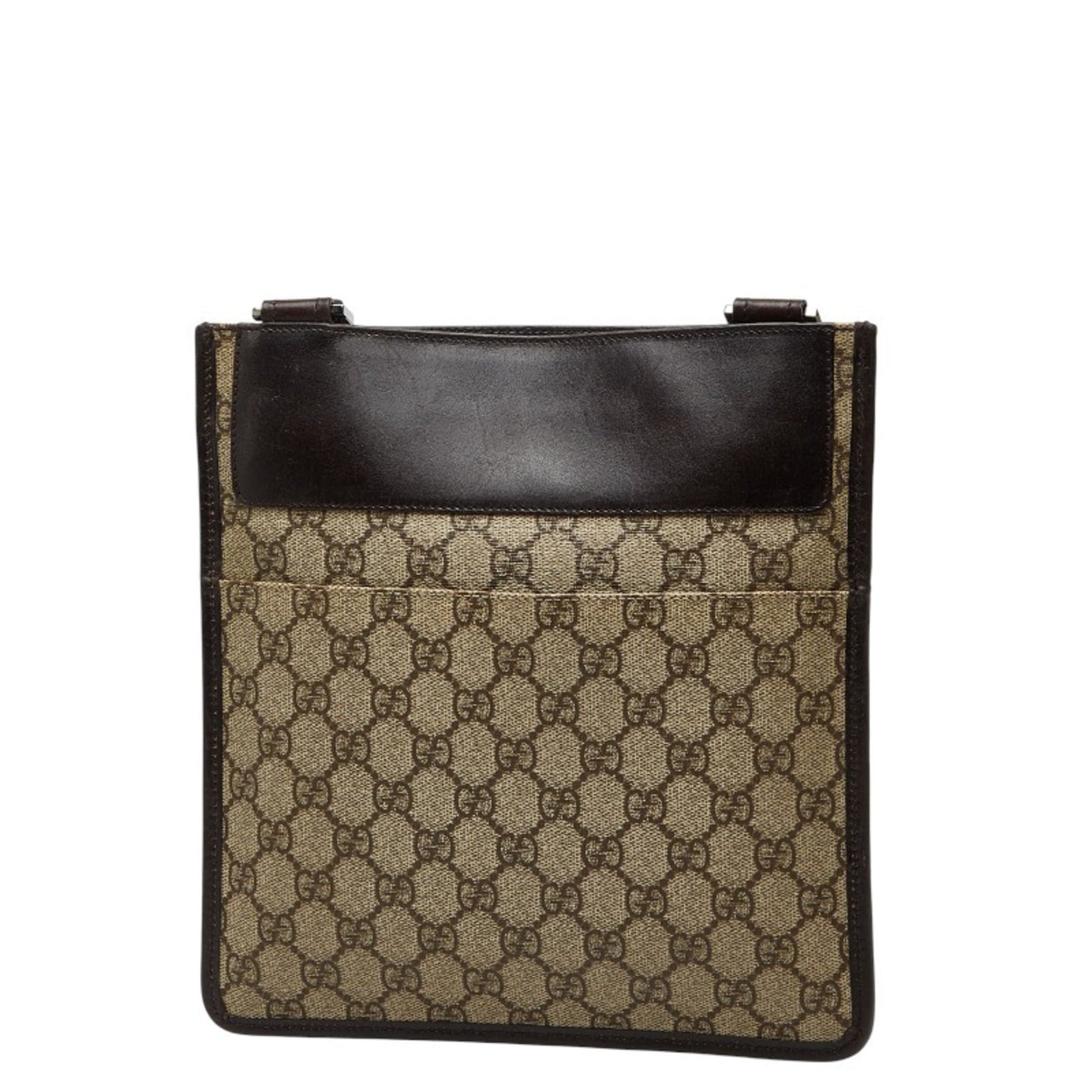 Gucci Beige Brown Pvc Leather Shoulder Bag