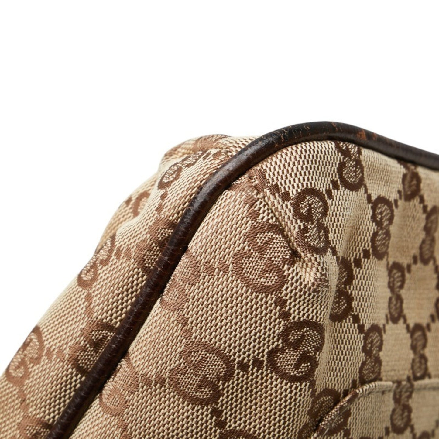 Gucci Beige Brown Canvas Leather Shoulder Bag