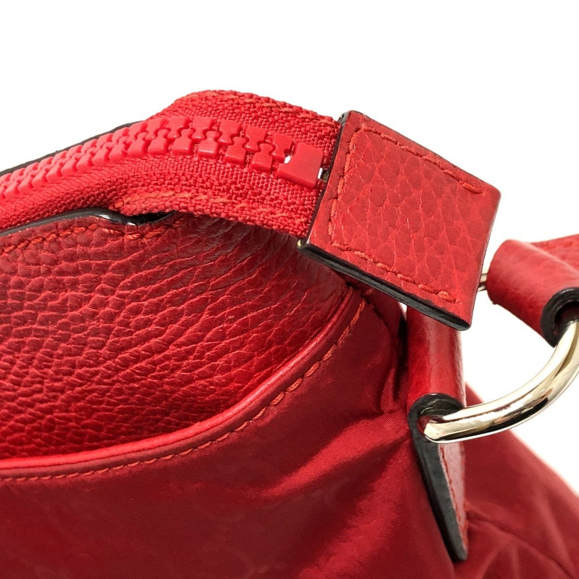 Gucci Red Color Nylon Leather Shoulder Bag