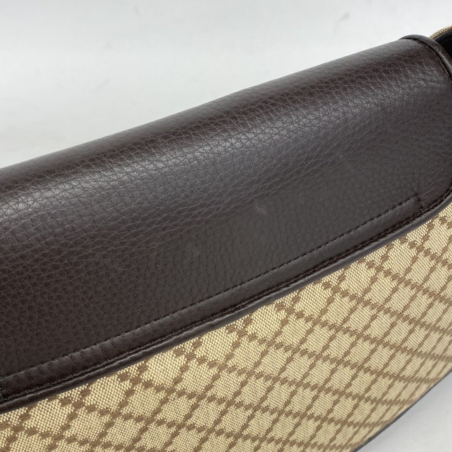 Gucci Brown Canvas Leather Shoulder Bag