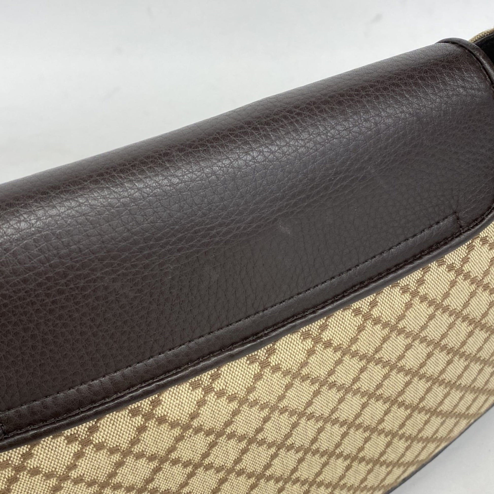 Gucci Brown Canvas Leather Shoulder Bag