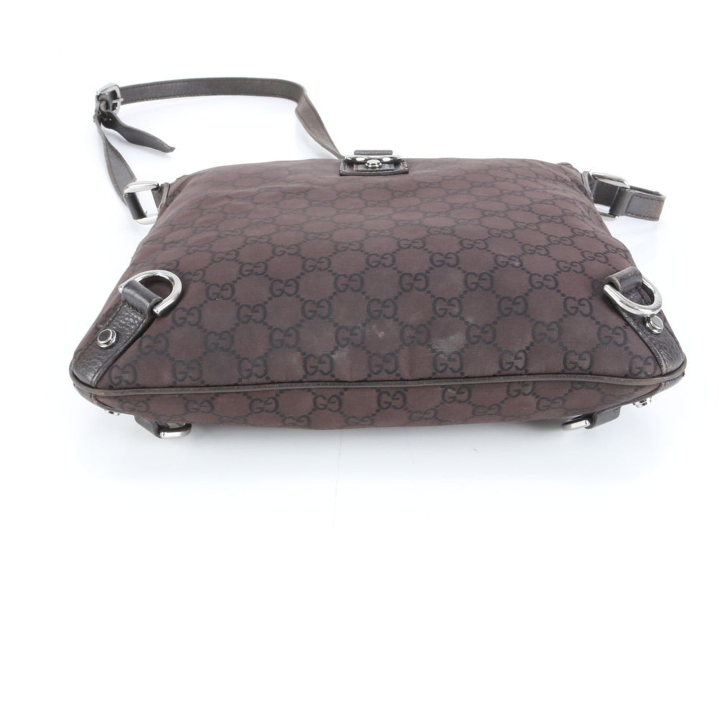 Gucci Brown Leather Canvas Shoulder Bag