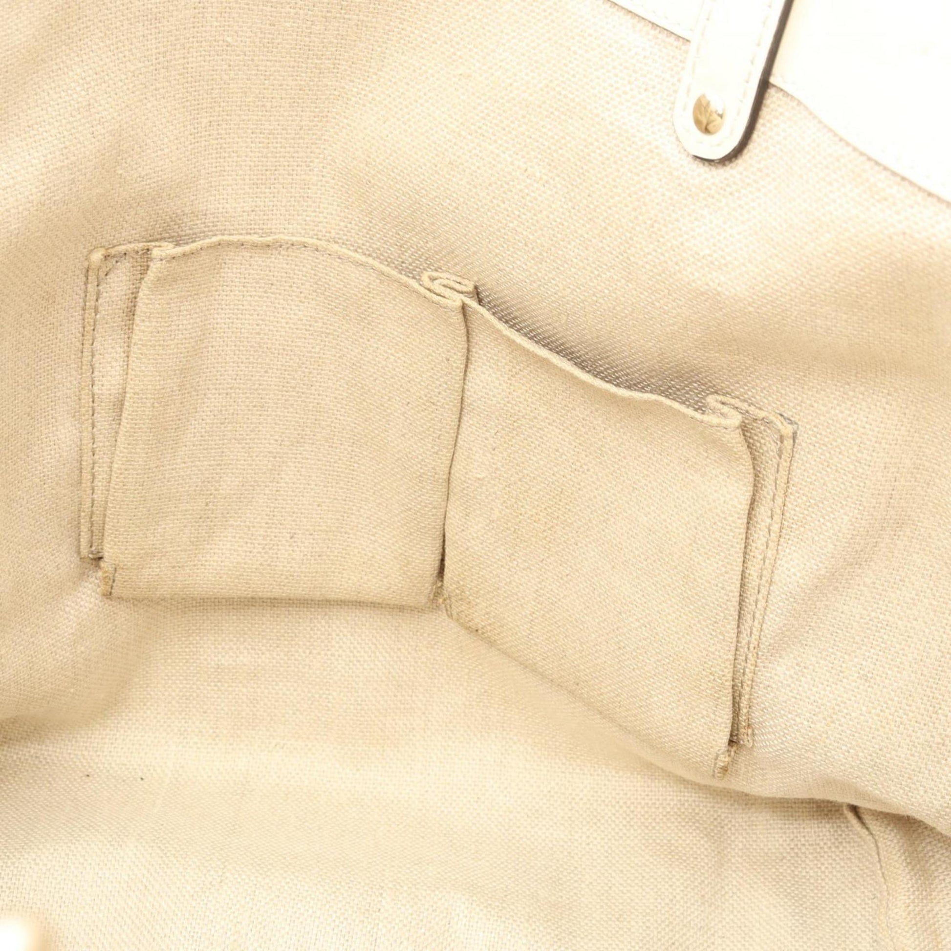 Gucci Beige Canvas Leather Tote Bag