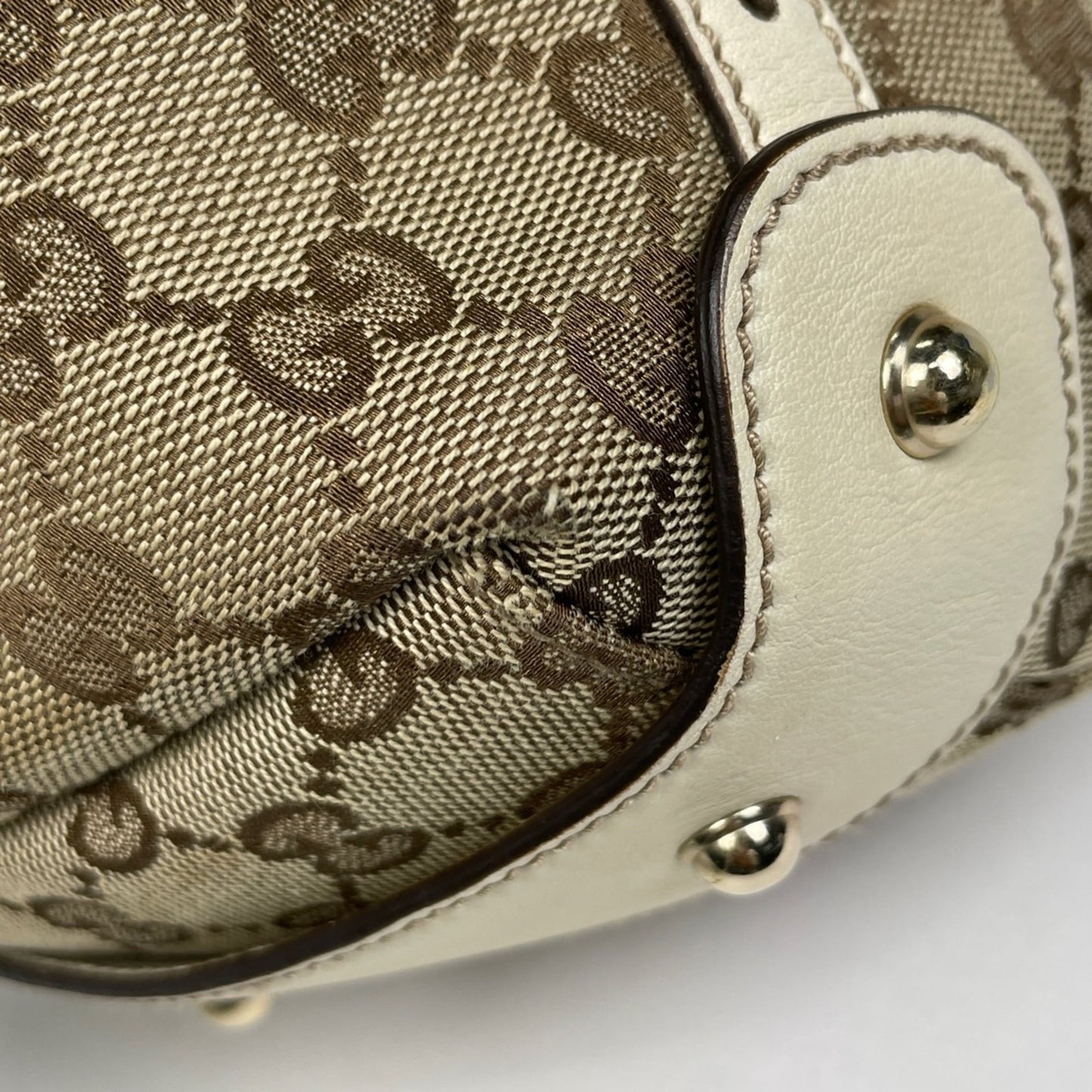 Gucci Horsebit Beige Gg Canvas Leather Handbag Shoulder Bag