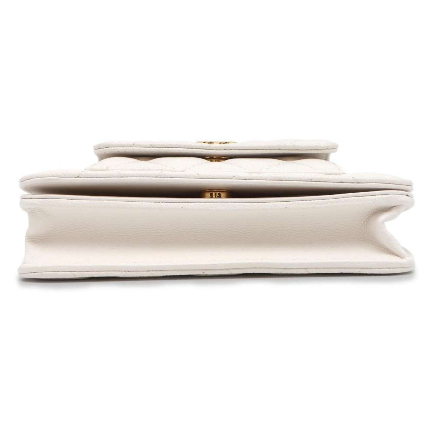 Chanel Chain Wallet Matelasse Coco Mark Caviar Skin CHANEL Pochette White Pouch Women's WALLET