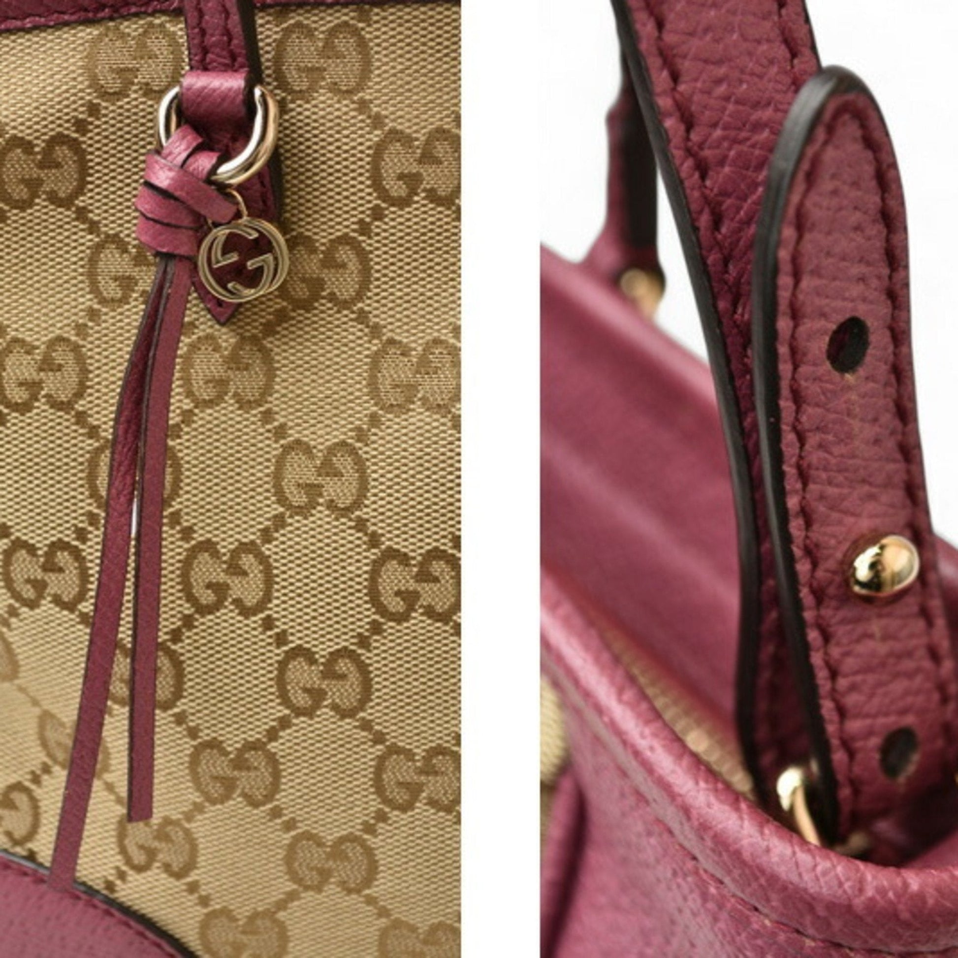 Gucci Beige Pink Gg Canvas Leather Handbag Shoulder Bag