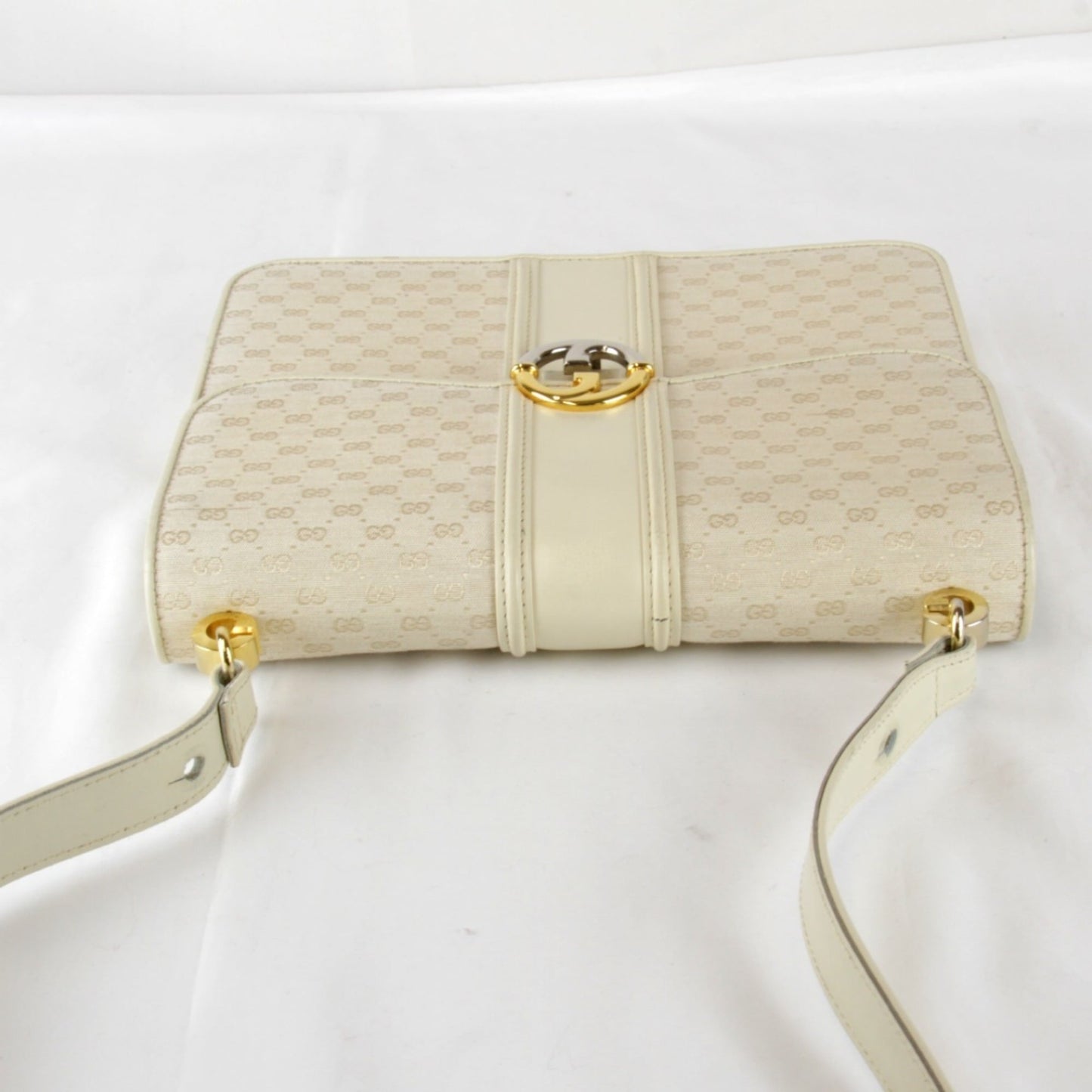 Gucci Microguccissima White Canvas Leather Shoulder Bag