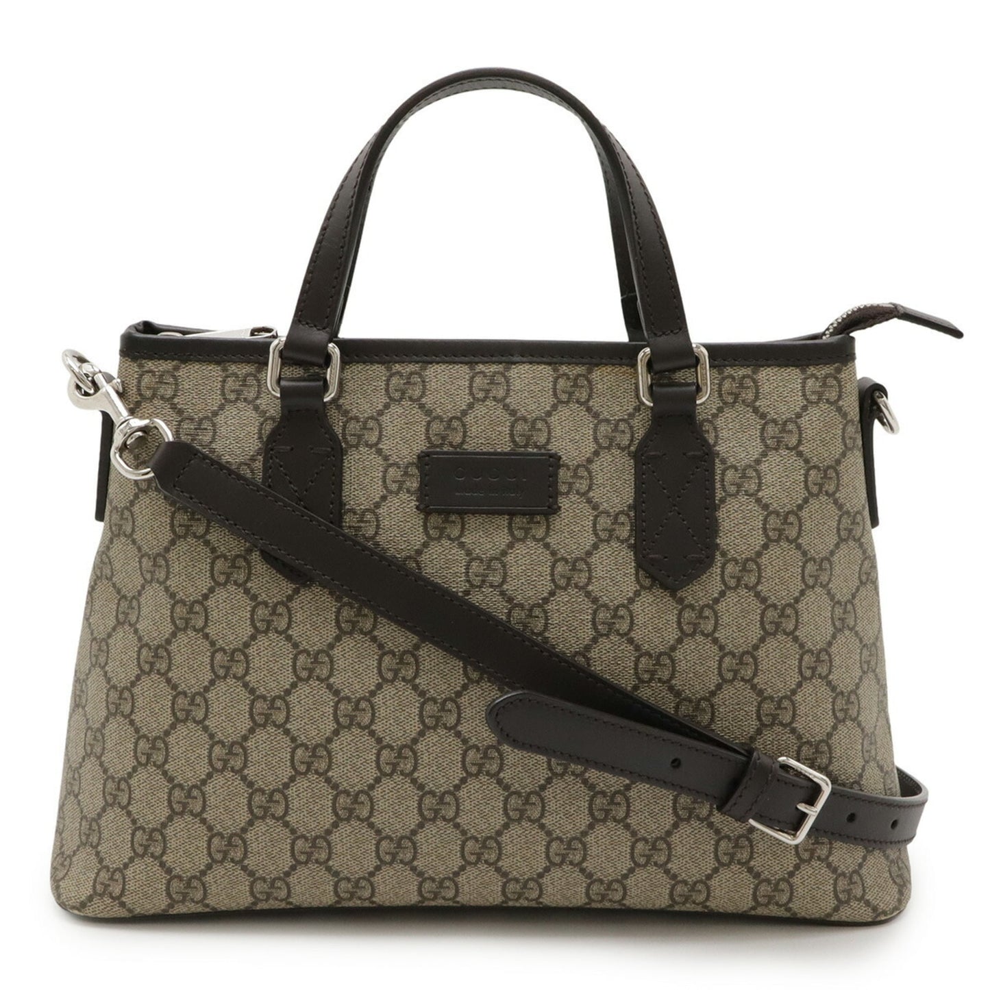 Gucci Beige Brown Dark Brown Gg Supreme Canvas Leather Handbag Shoulder Bag Tote Bag