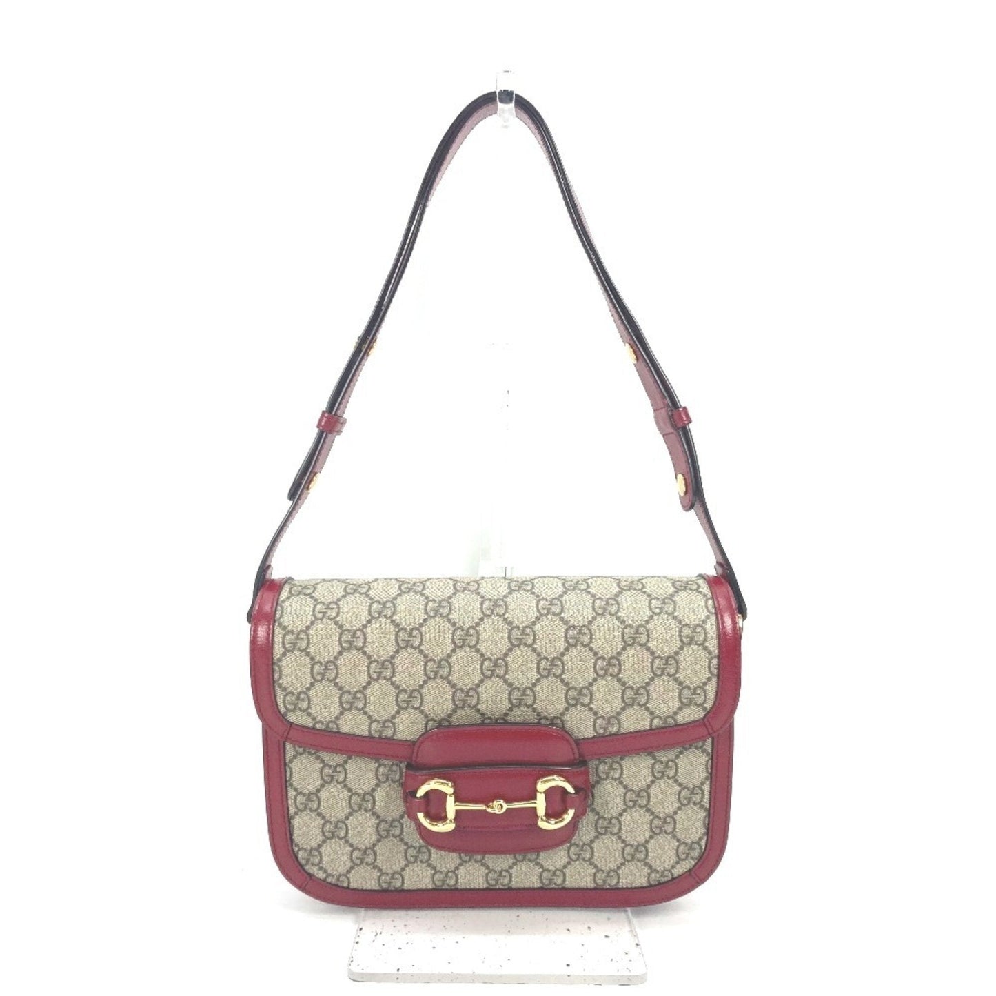 Gucci Beige Red Color Gg Supreme Leather Shoulder Bag