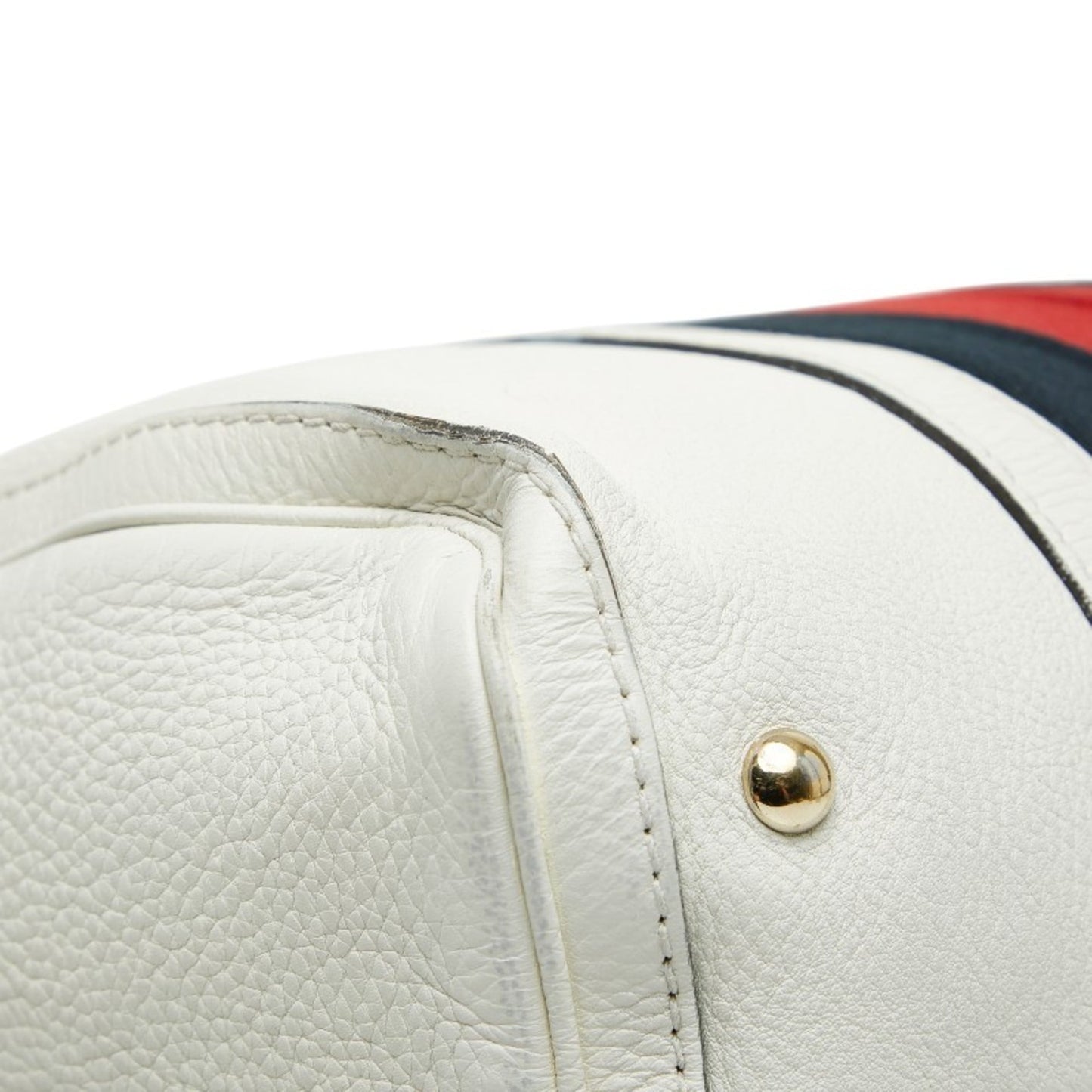 Gucci Beige Red Color Canvas Leather Boston Bag Shoulder Bag