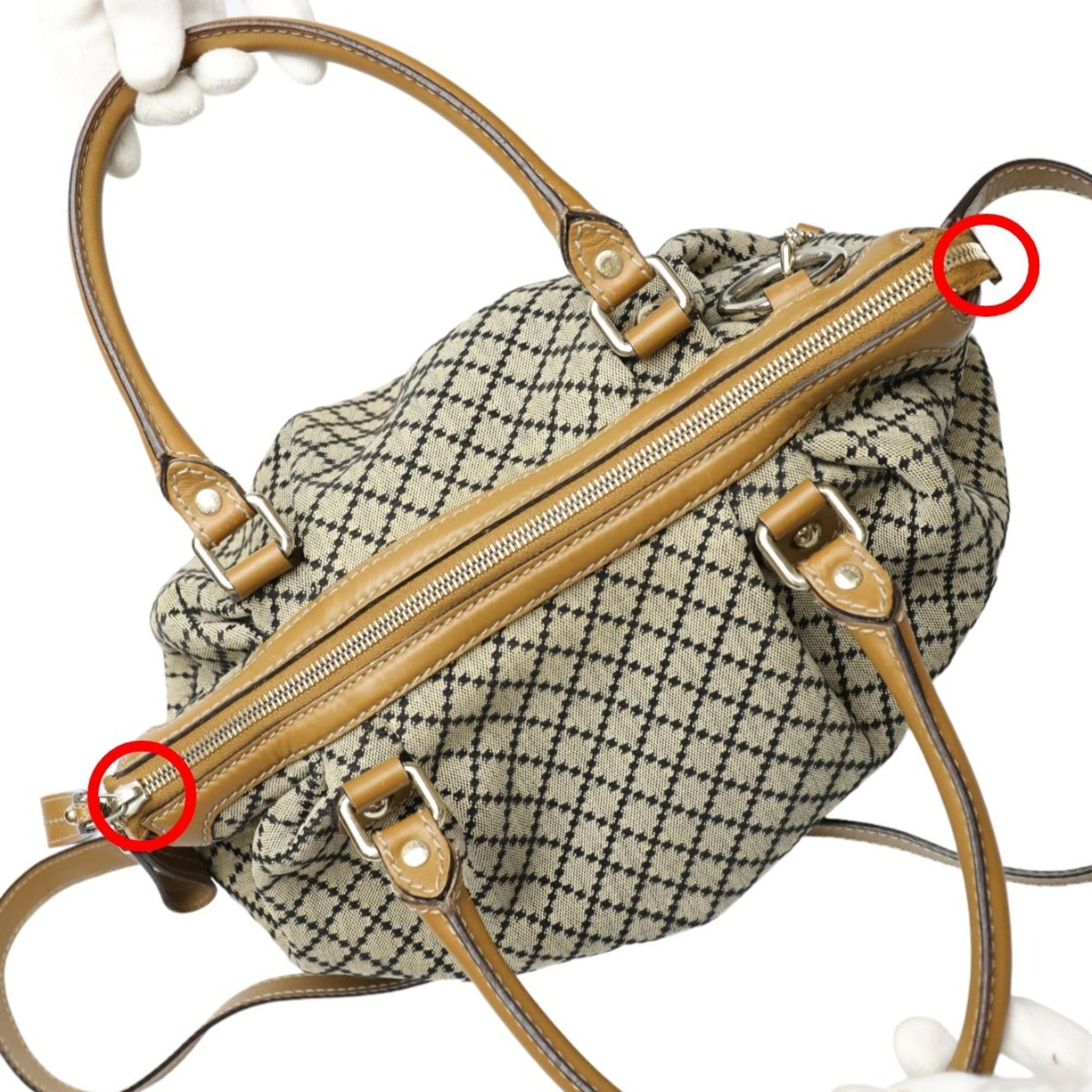 Gucci Beige Brown Canvas Shoulder Bag Tote Bag