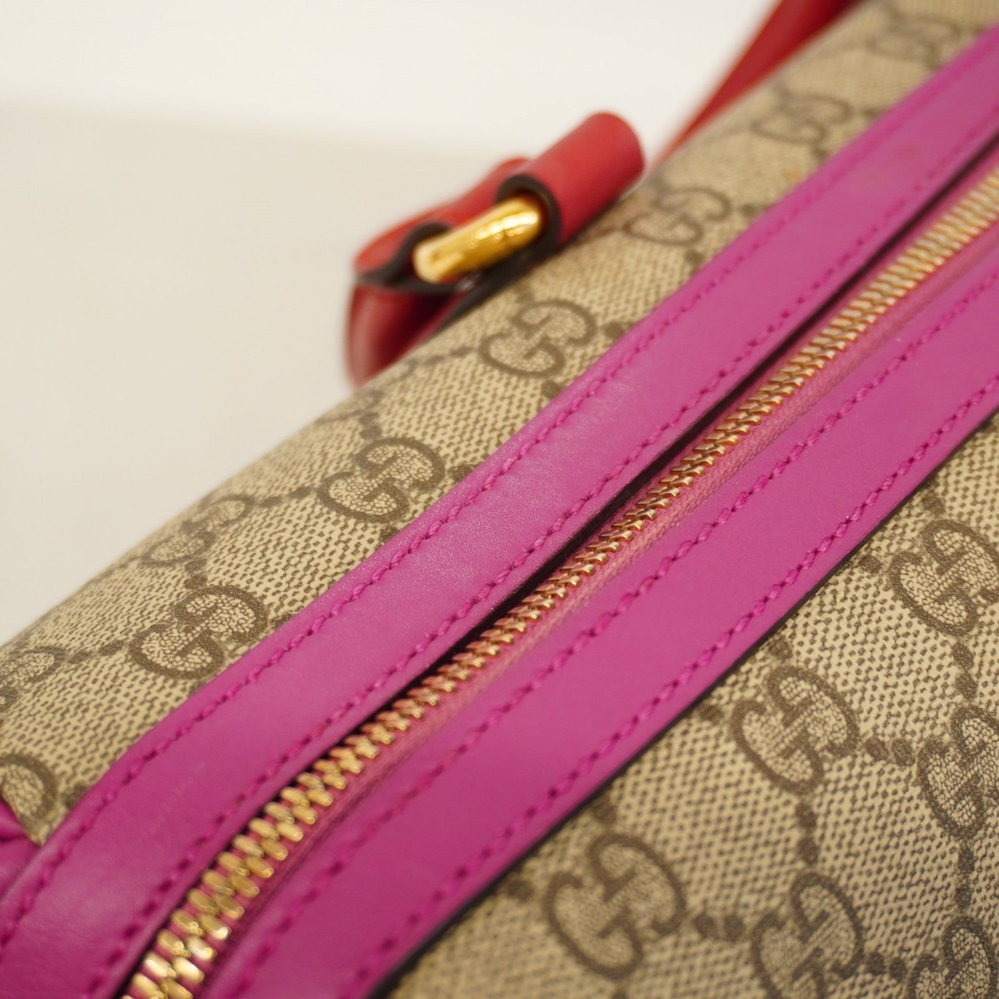 Gucci Brown Pink Red Color Pvc Handbag