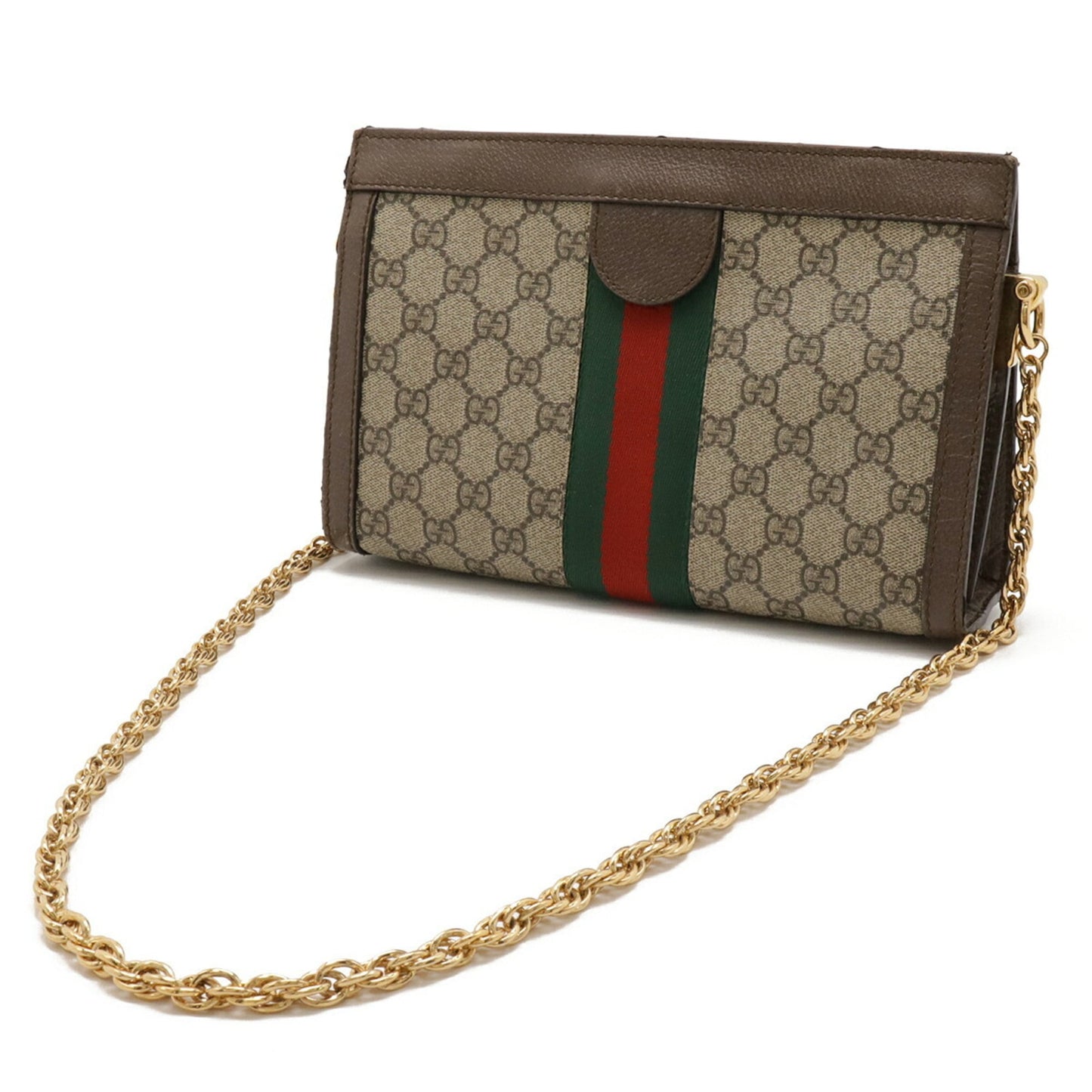 Gucci Beige Brown Green Red Color Gg Supreme Canvas Pvc Coated Canvas Leather Shoulder Bag