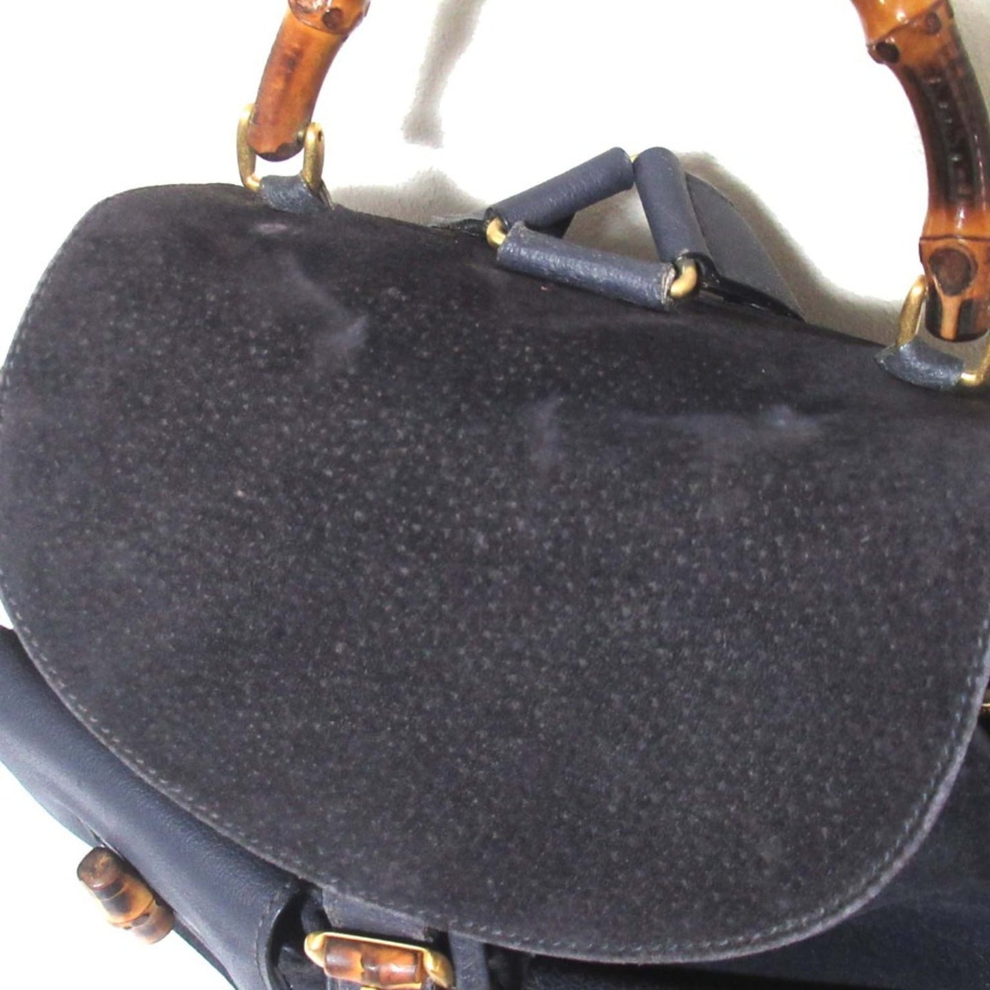 Gucci Navy Suede Leather Backpack