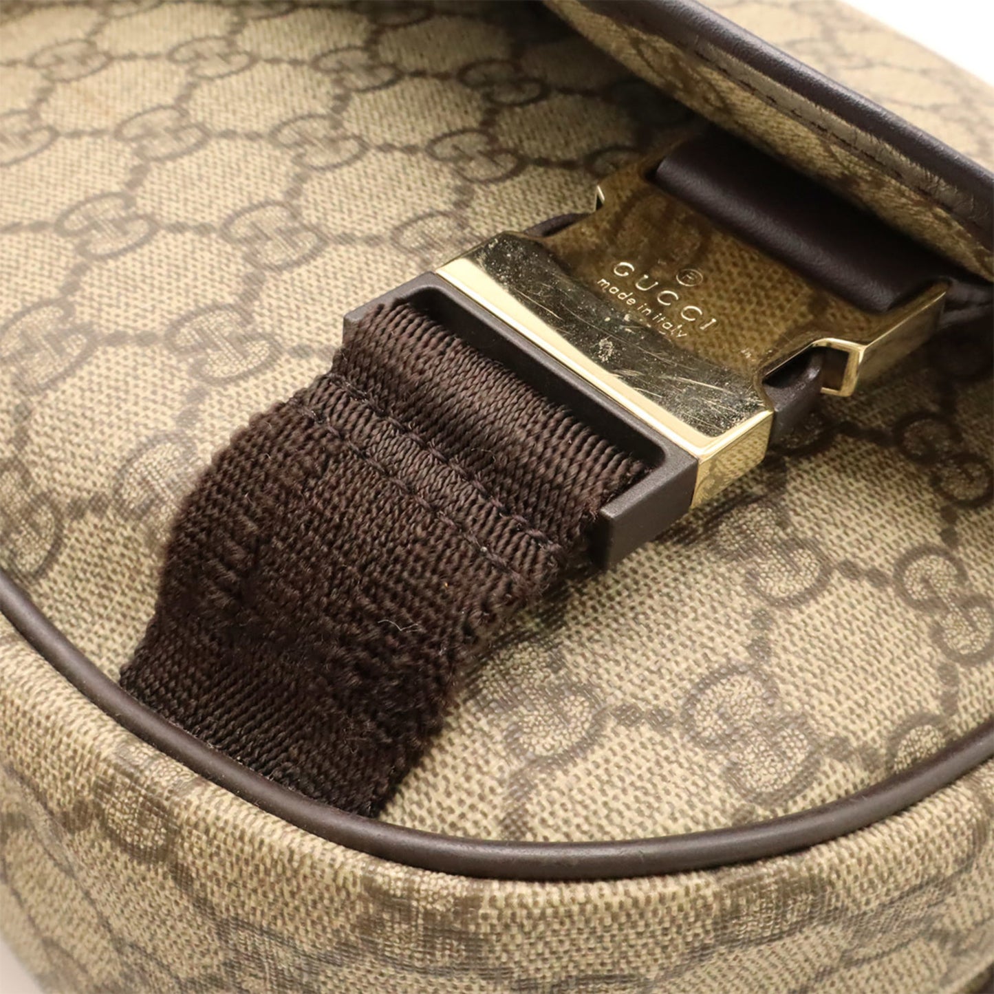 Gucci Beige Dark Brown Gg Supreme Leather Shoulder Bag