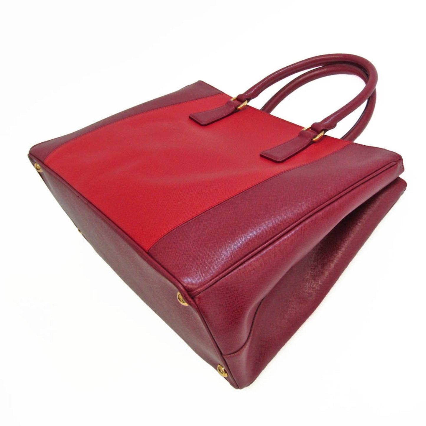 Prada Galleria Women Handbag Bordeaux Color Leather Saffiano Red Travel Bag