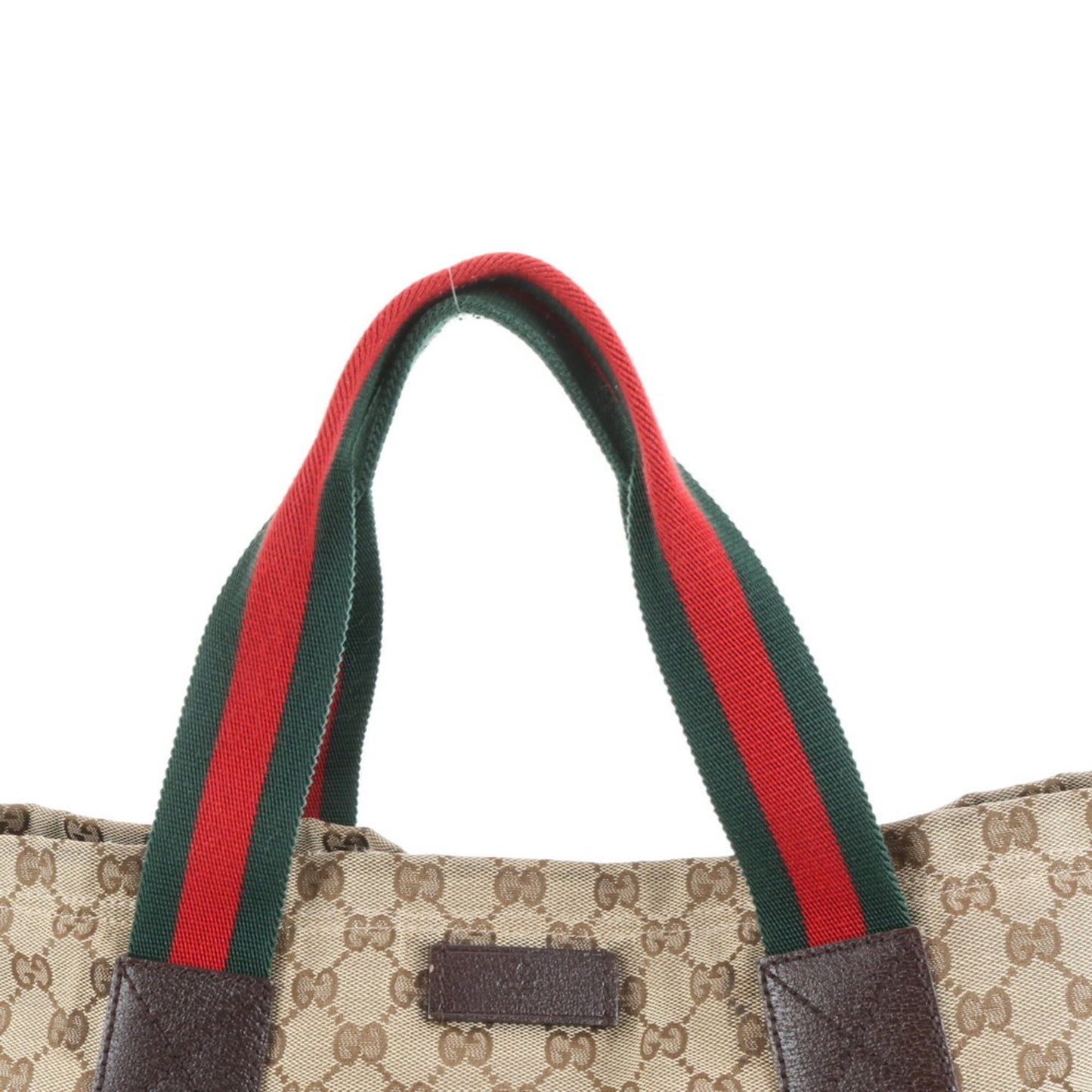 Gucci Brown Leather Canvas Tote Bag