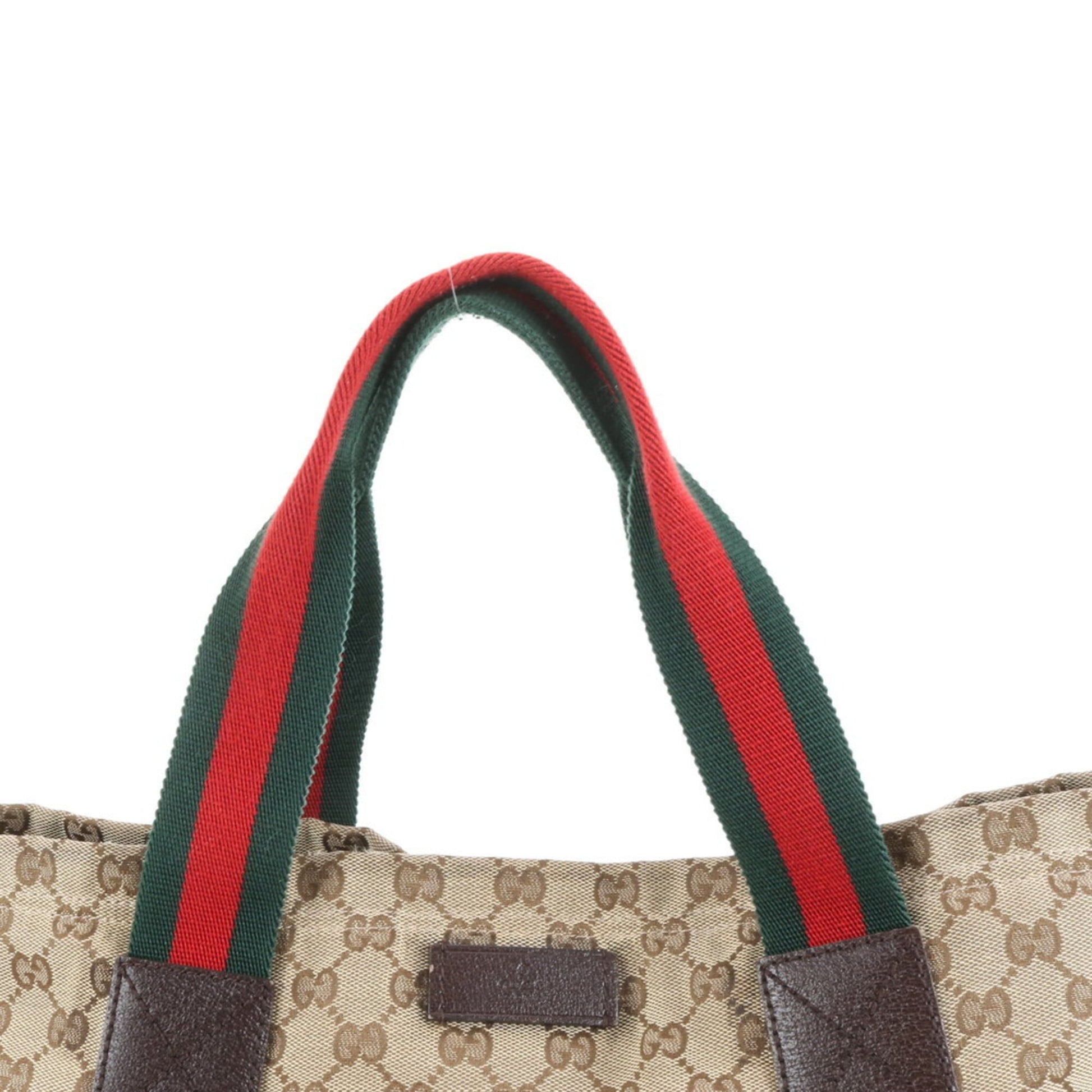 Gucci Brown Leather Canvas Tote Bag
