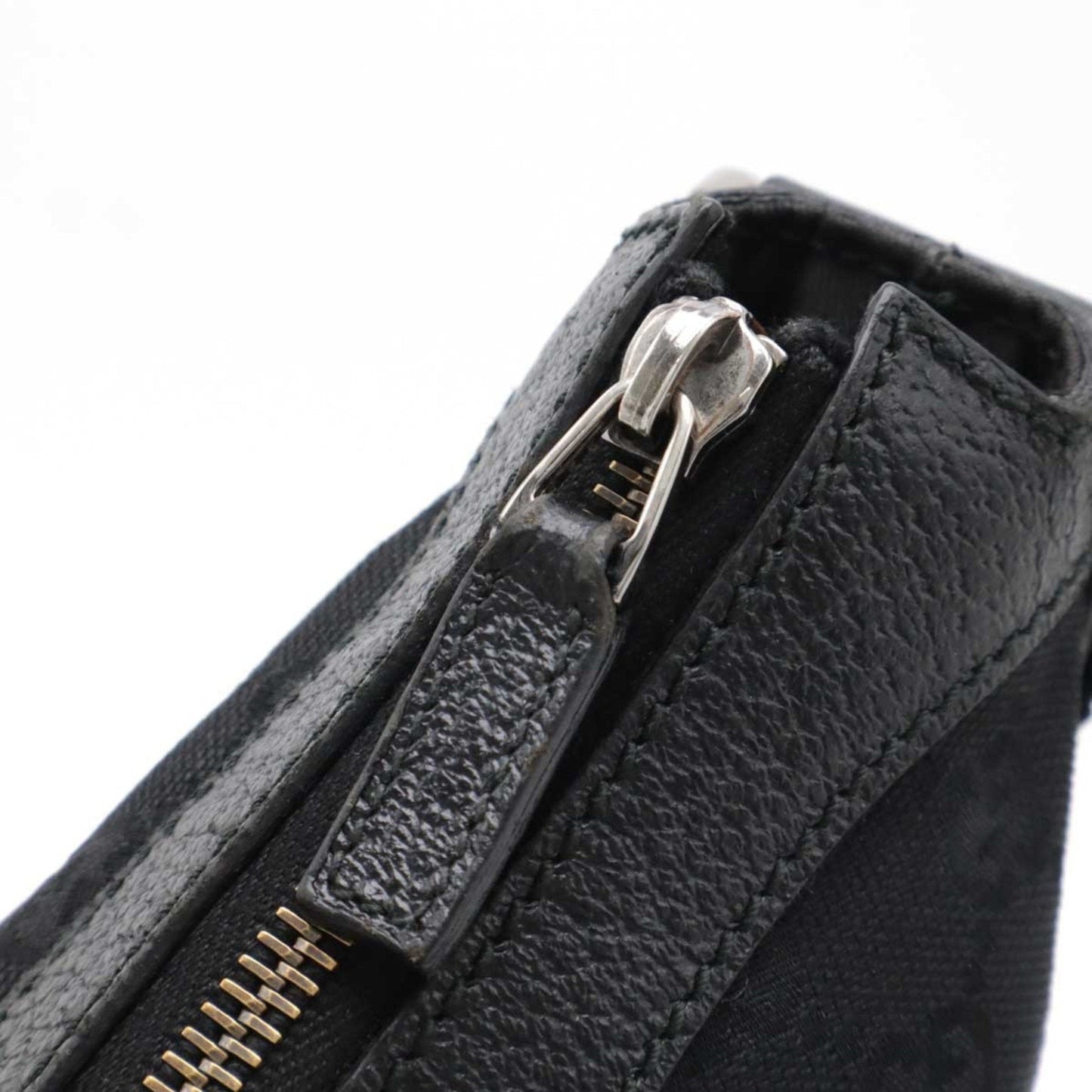 Gucci Gg Canvas Black Gg Canvas Leather Shoulder Bag