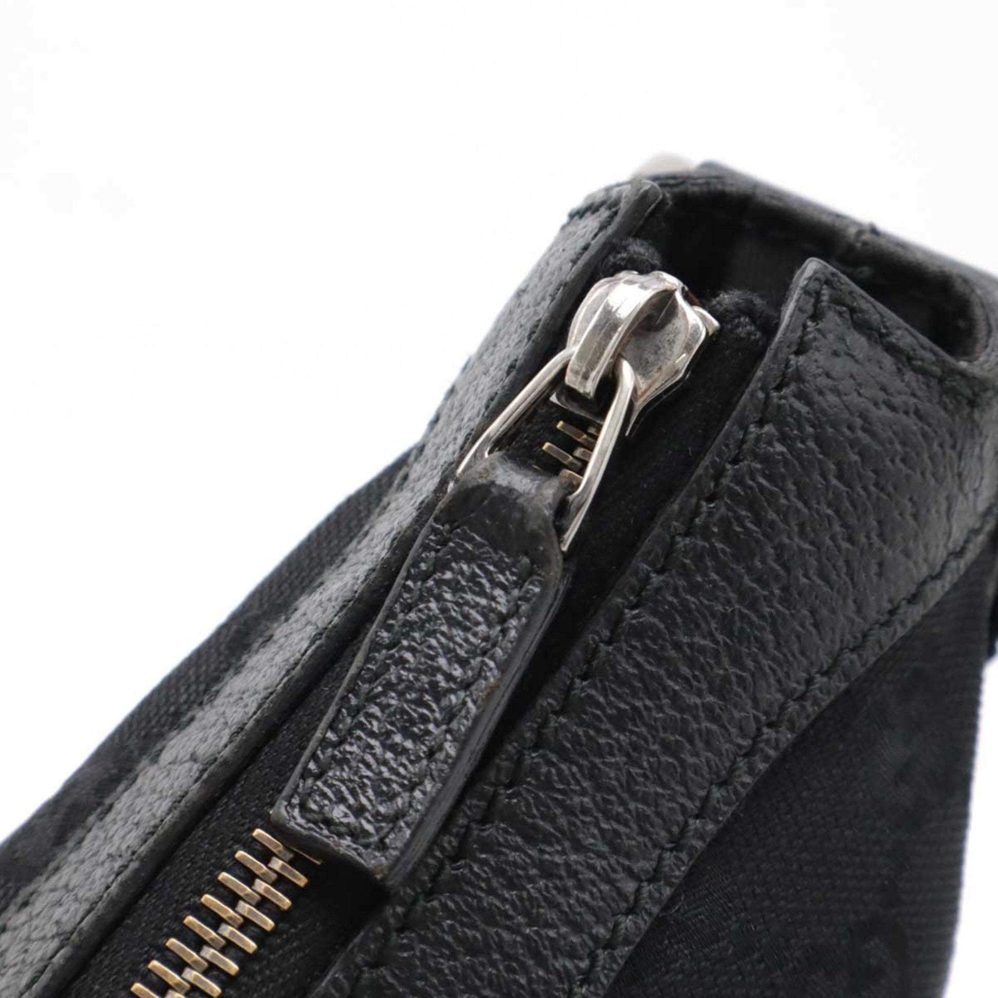 Gucci Gg Canvas Black Gg Canvas Leather Shoulder Bag
