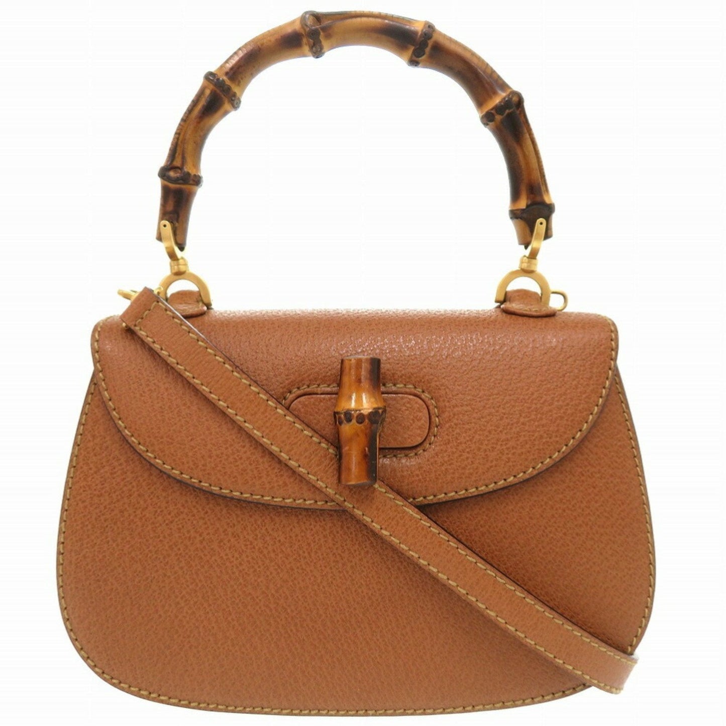 Gucci Brown Bamboo Leather Handbag
