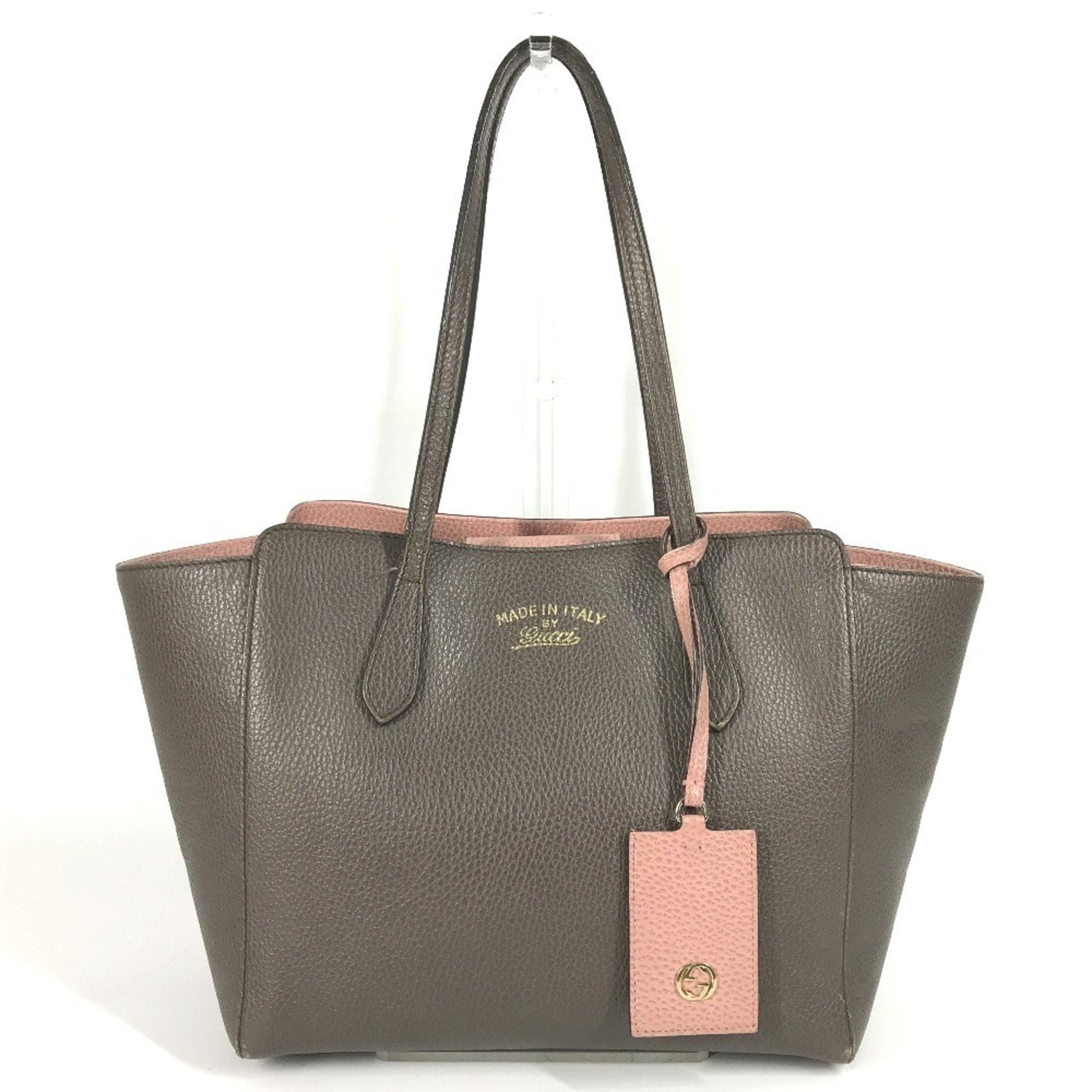 Gucci Gray Pink Leather Shoulder Bag Tote Bag