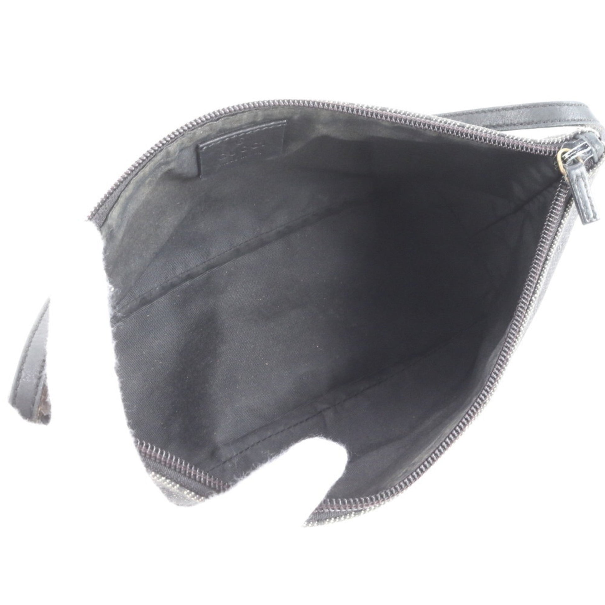 Gucci Black Leather Canvas Pouch Shoulder Bag