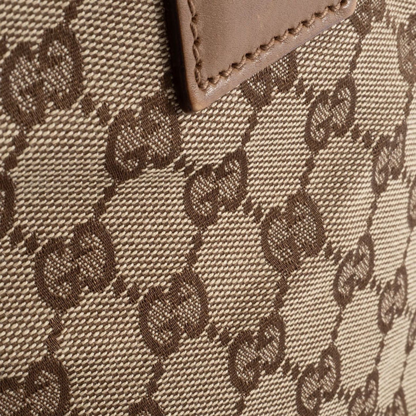 Gucci Gg Canvas Beige Brown Gg Canvas Leather Shoulder Bag