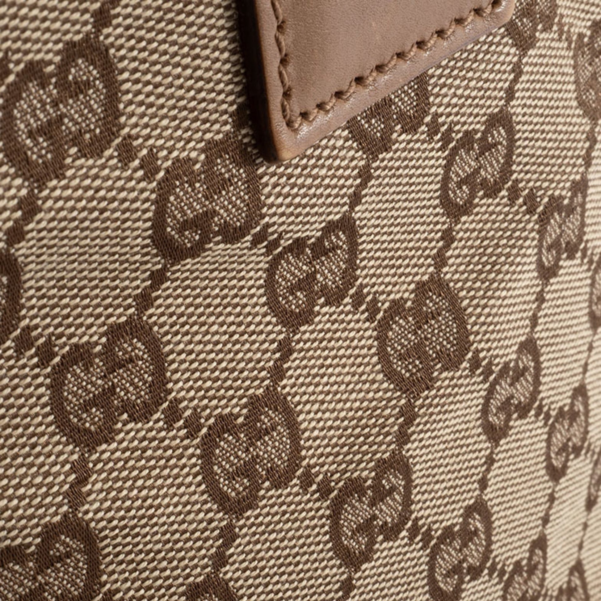 Gucci Gg Canvas Beige Brown Gg Canvas Leather Shoulder Bag