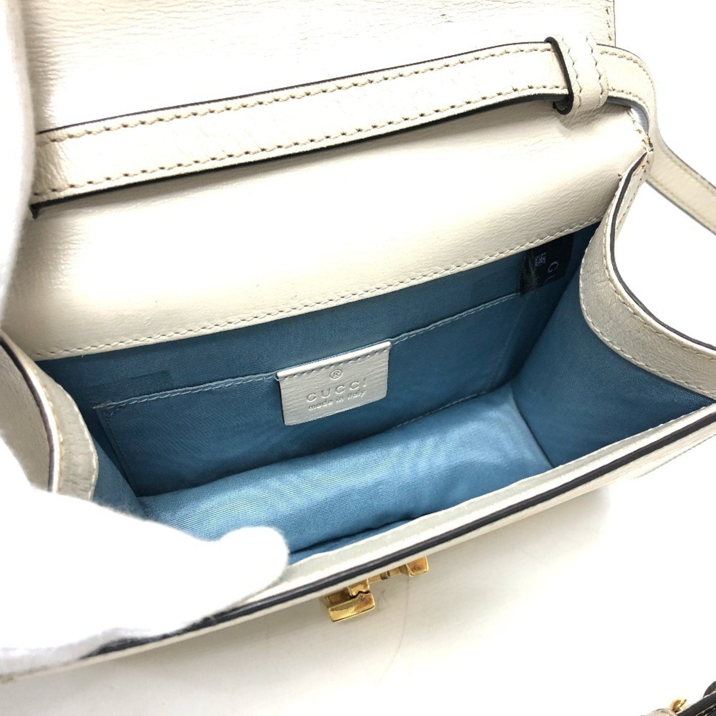 Gucci Blue White Leather Handbag Shoulder Bag