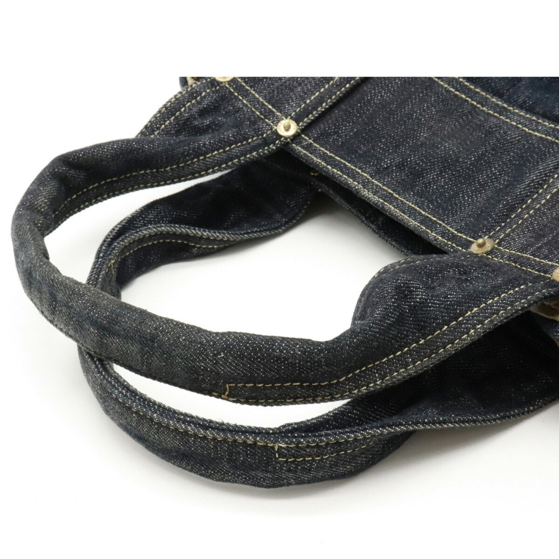 Chanel sparkling here mark tote bag handbag indigo blue dark A31984