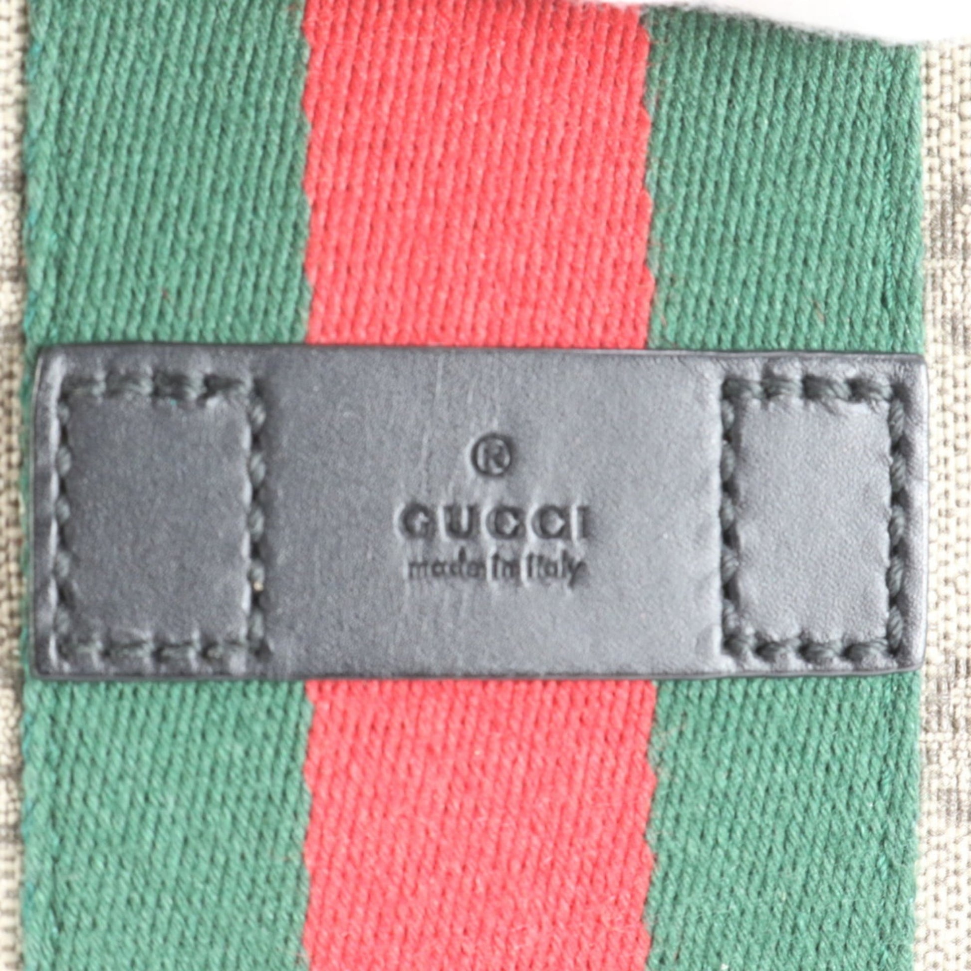 Gucci Black Brown Leather Coated Canvas Shoulder Bag