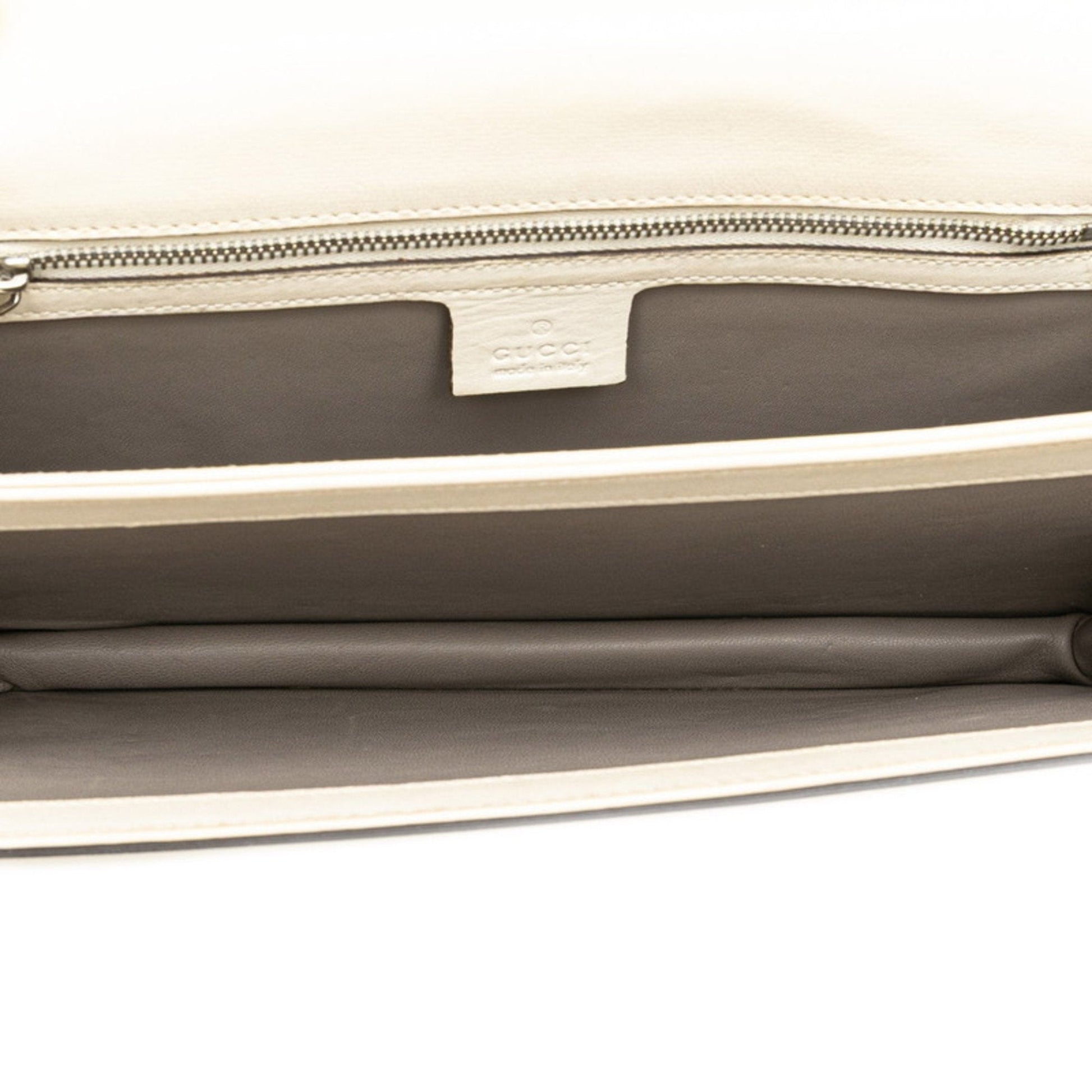 Gucci Gray White Leather Shoulder Bag